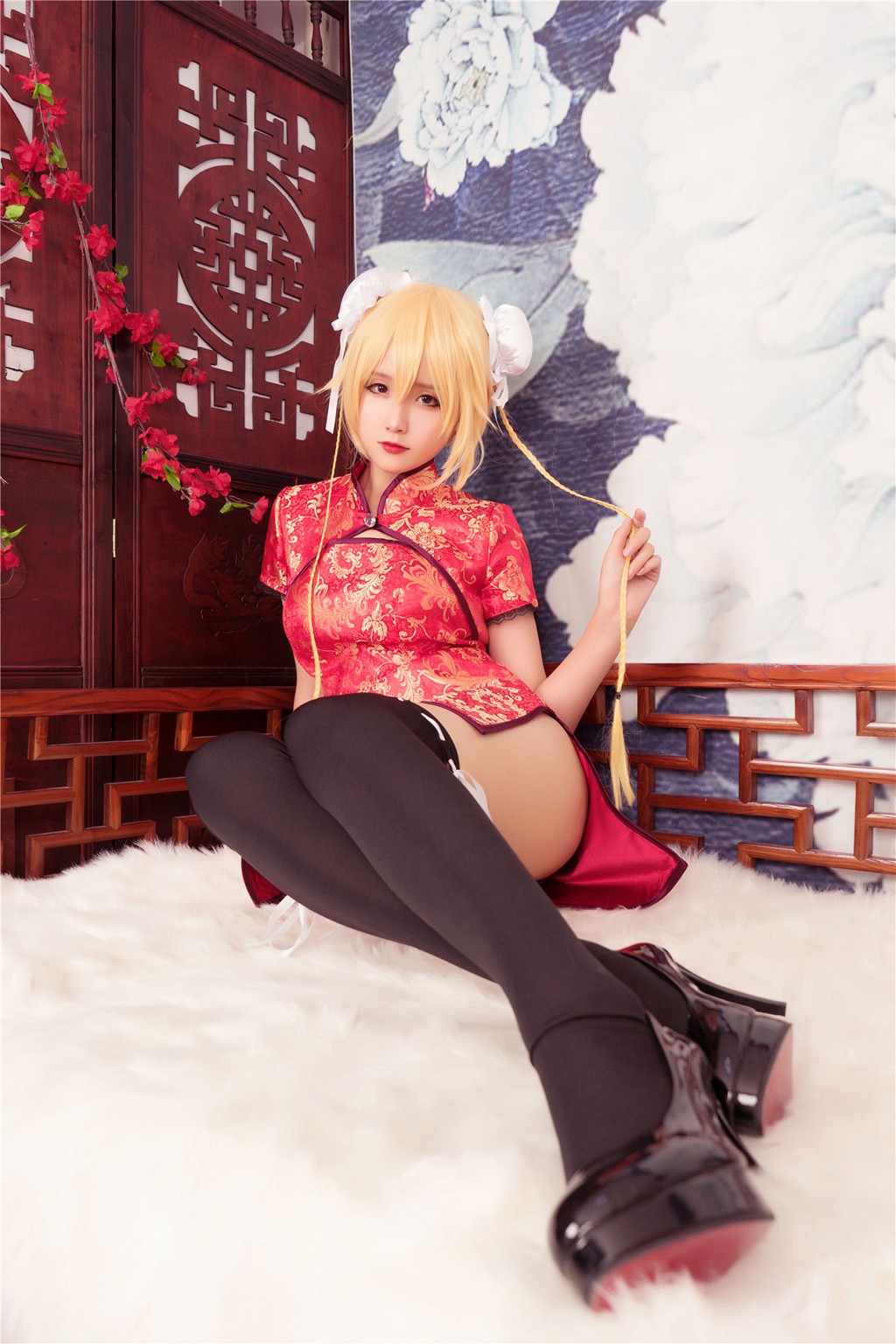 風之領域] NO.164 紅旗袍黑絲COS 寫真集[40P