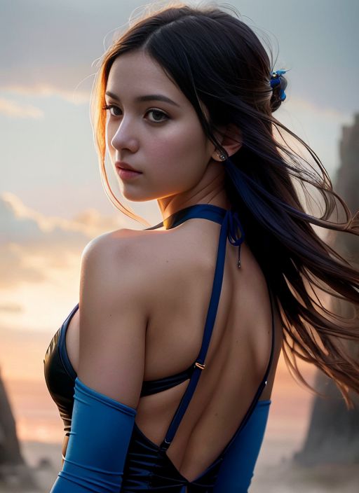 青い競泳美胸モデル
