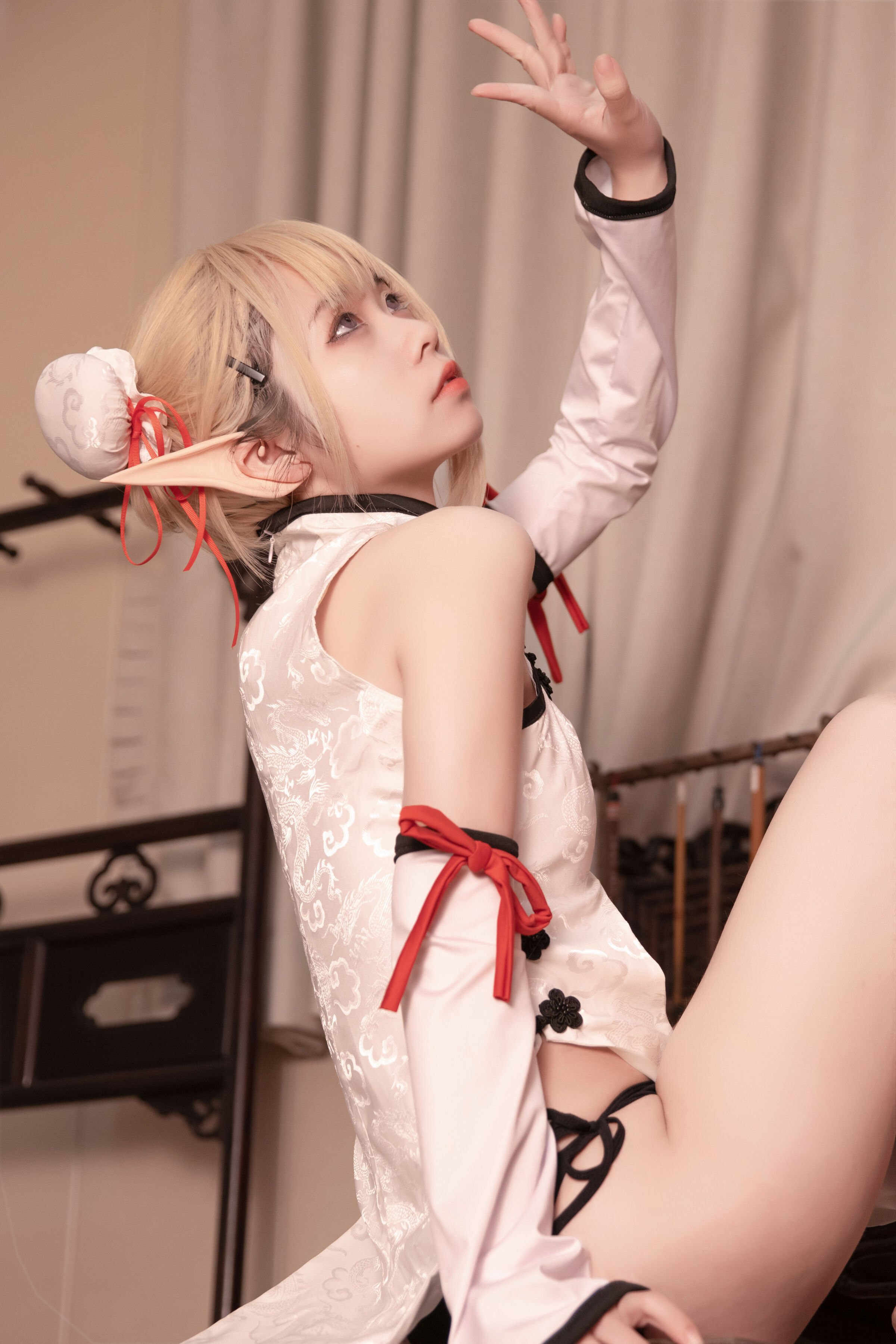 G44 Will Not Be Injured NO.085 Shui Lan Er White Cheongsam