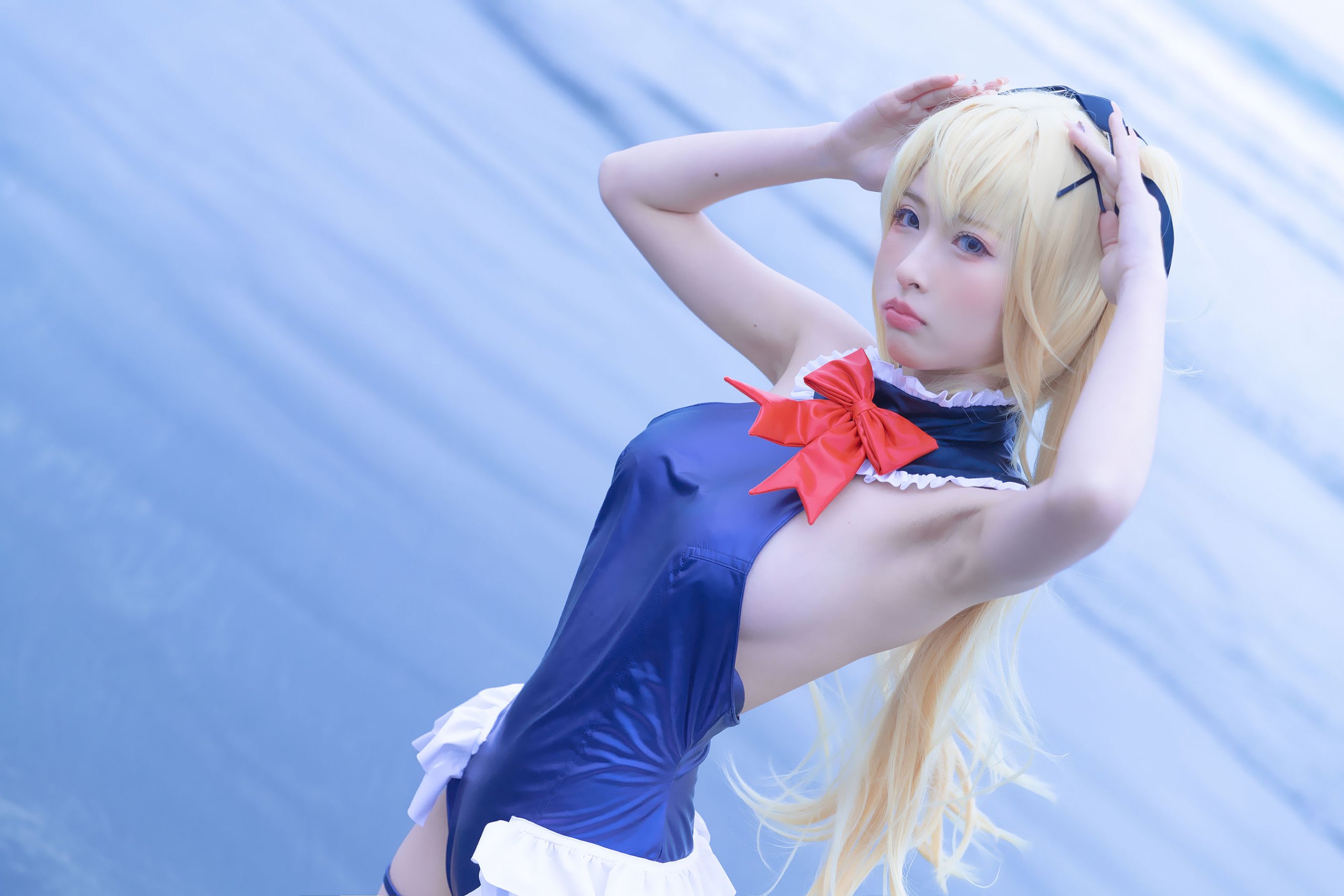 清水由乃] 瑪麗蘿絲藍色泳衣