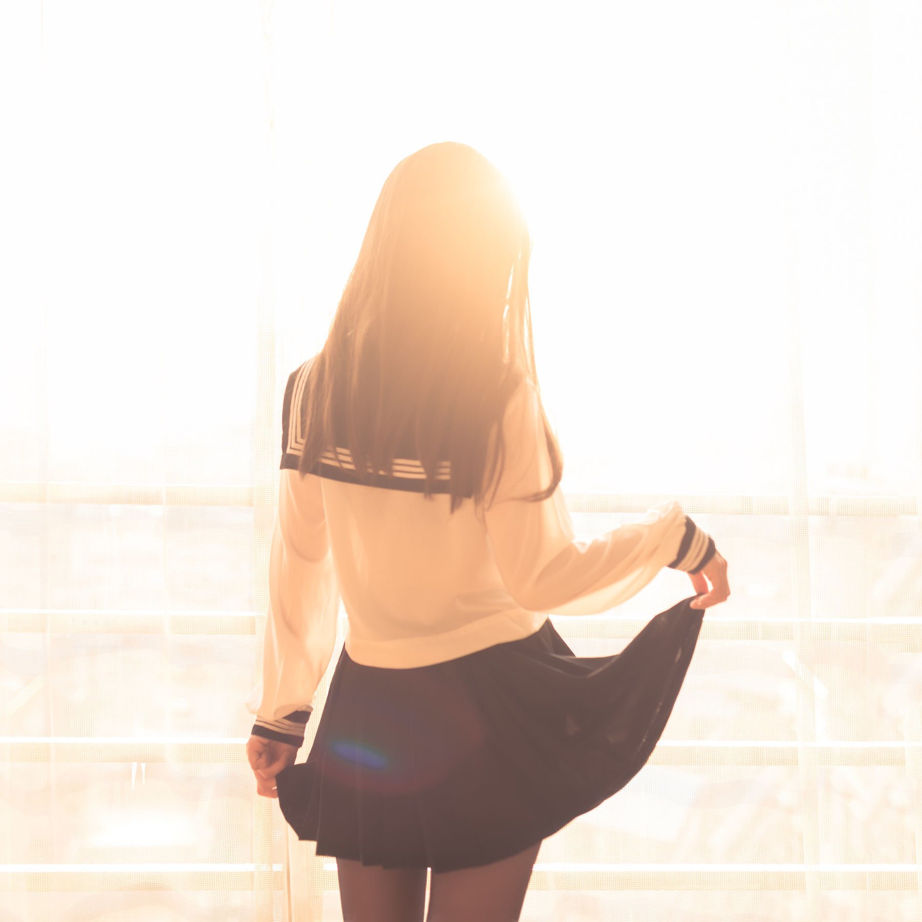 白金沙紀] 半透明水手服