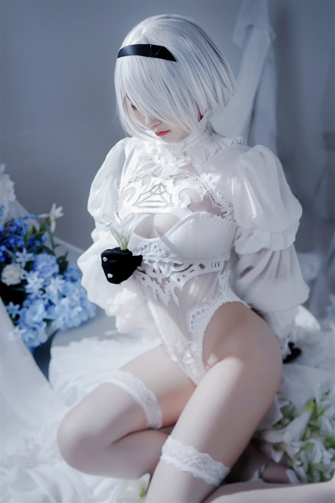 半半子 Nier Automata 2B白禮服 Cosplay 51P