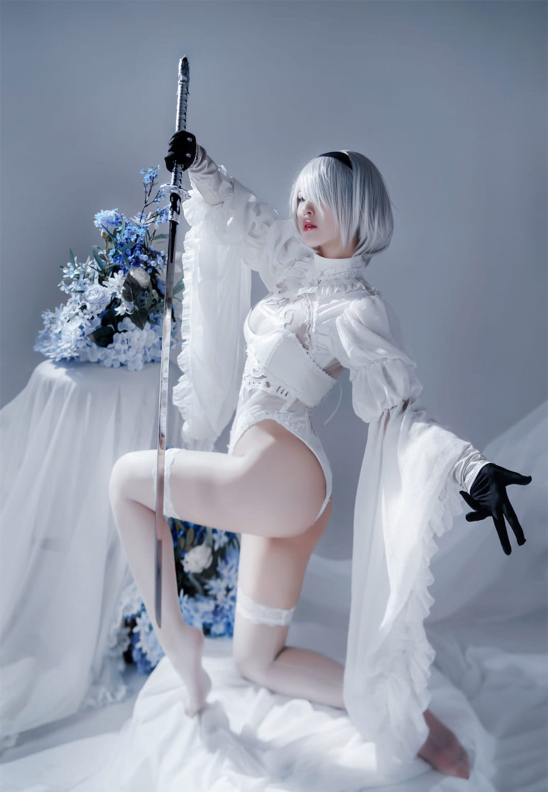 半半子 Nier Automata 2B白禮服 Cosplay 51P