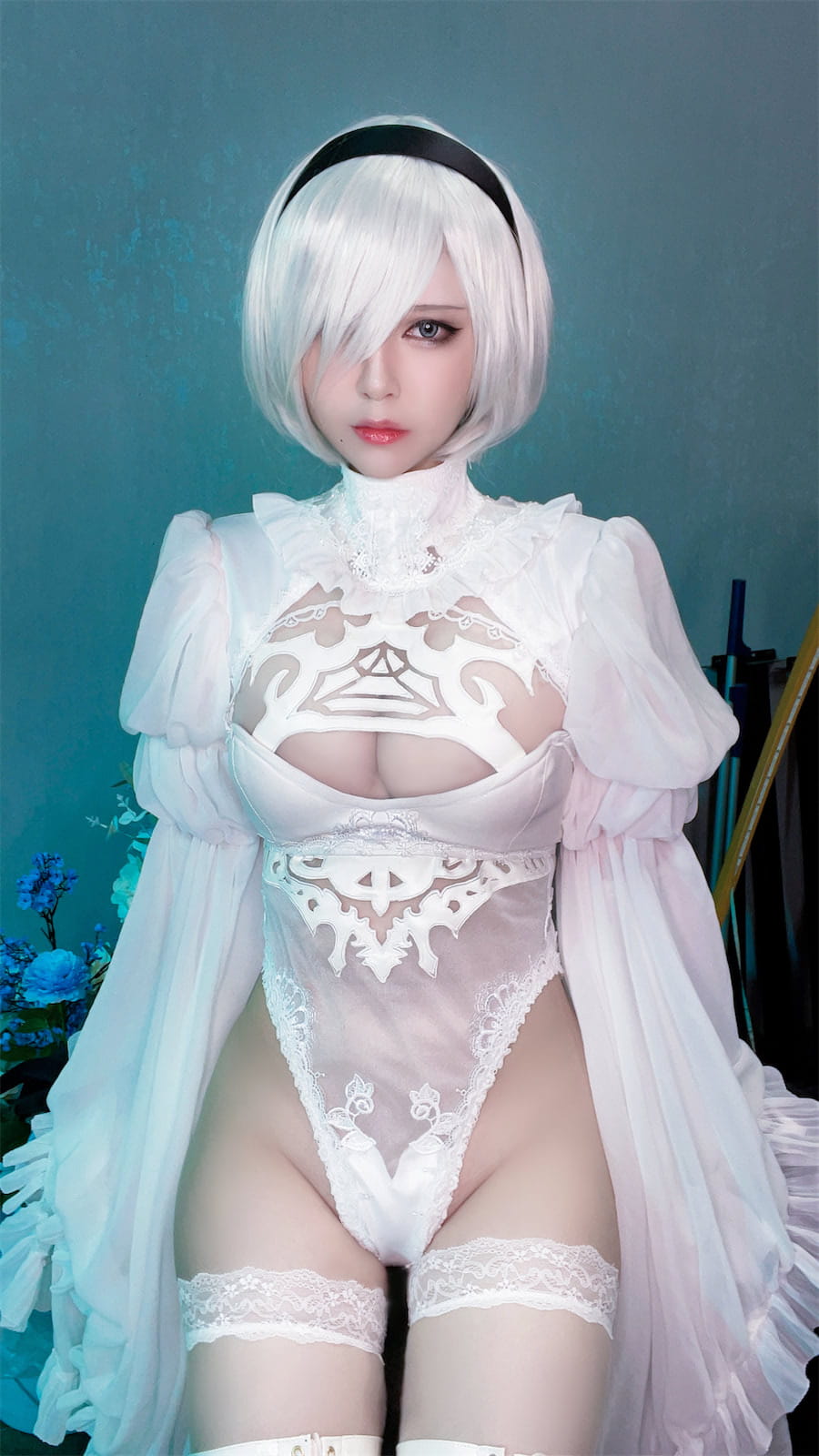 Ban Ban Zi Cosplay 2B Nier Automata Váy Trắng 51P