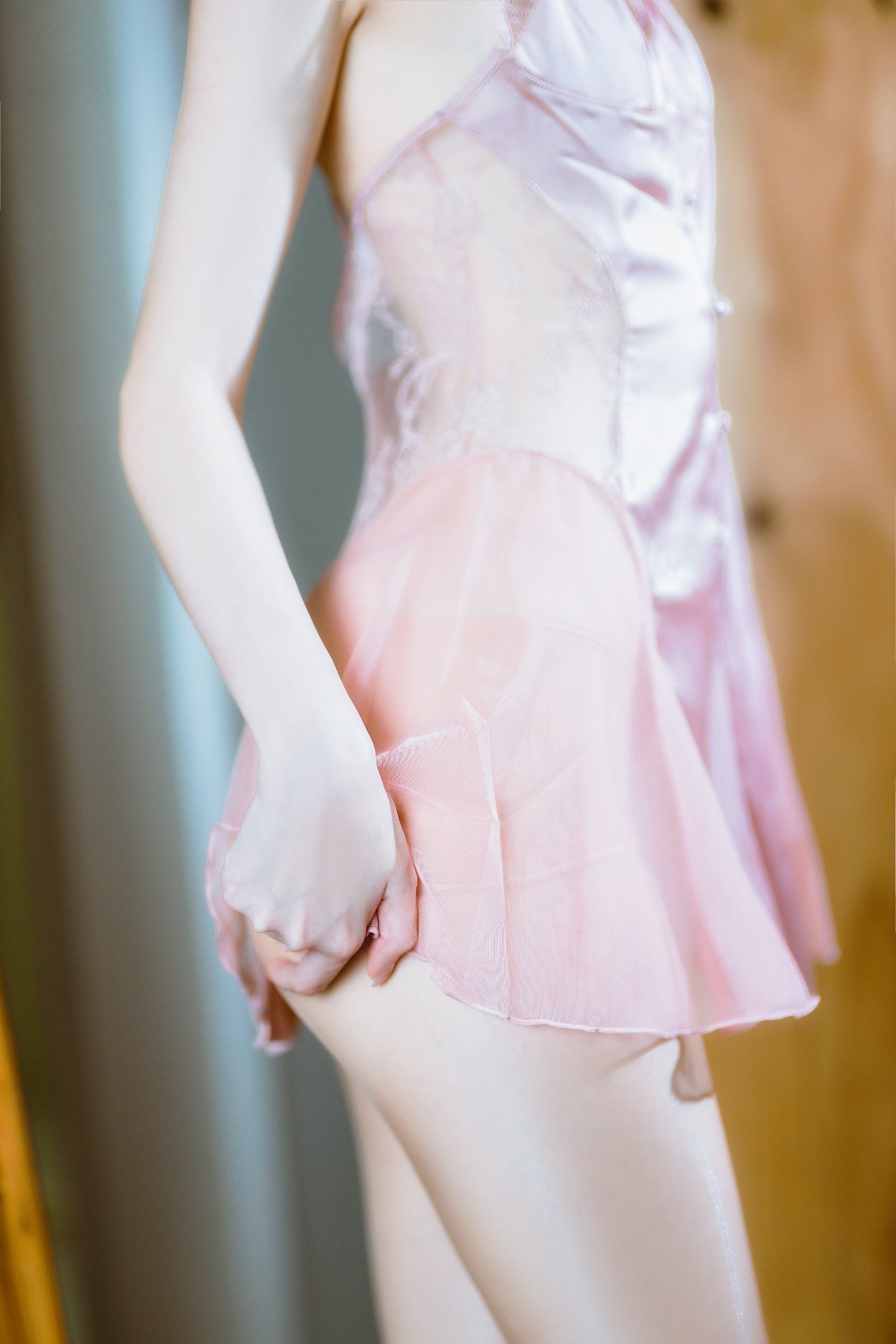 Xu Lan LAN Semi-Transparent Pink Gauze