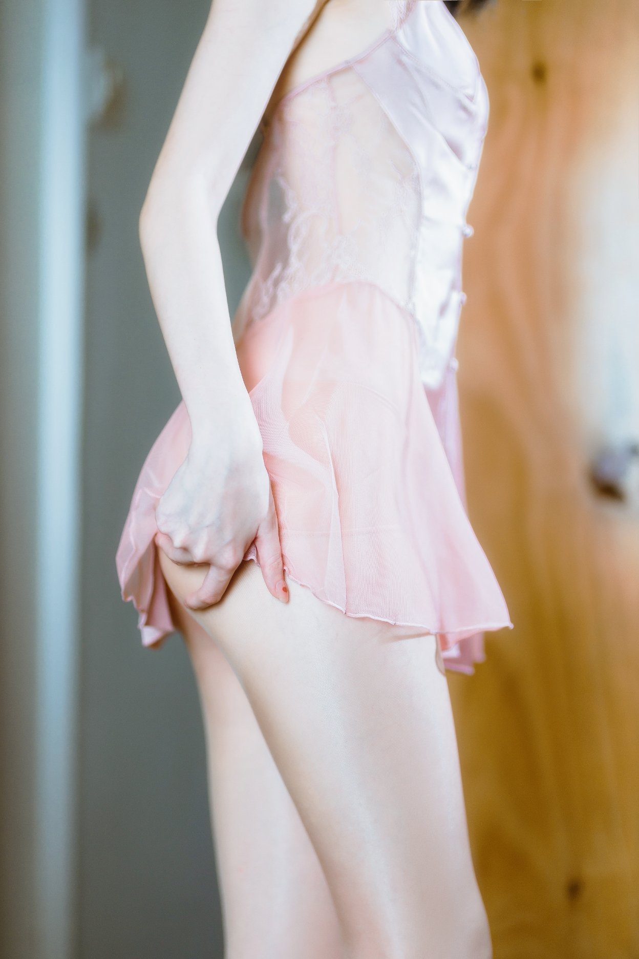 Xu Lan LAN Semi-Transparent Pink Gauze