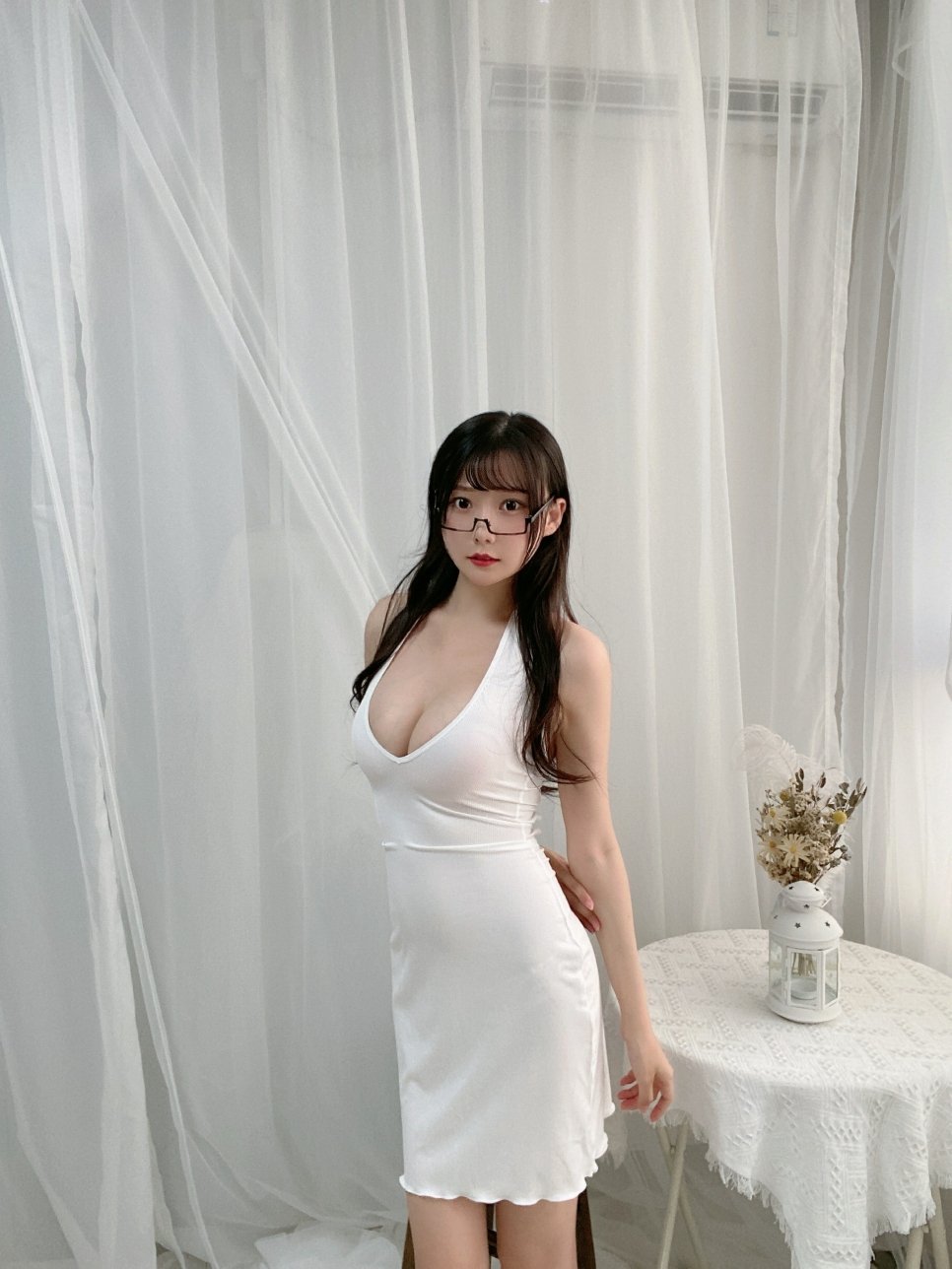 향초 미아오 루루 NO.018 하얀 짧은 원피스