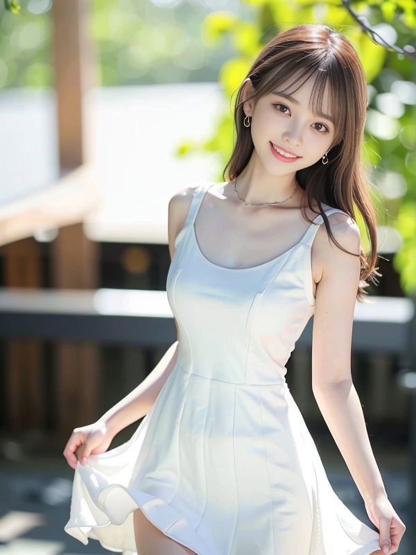 Outdoor White Skirt AI Beauty