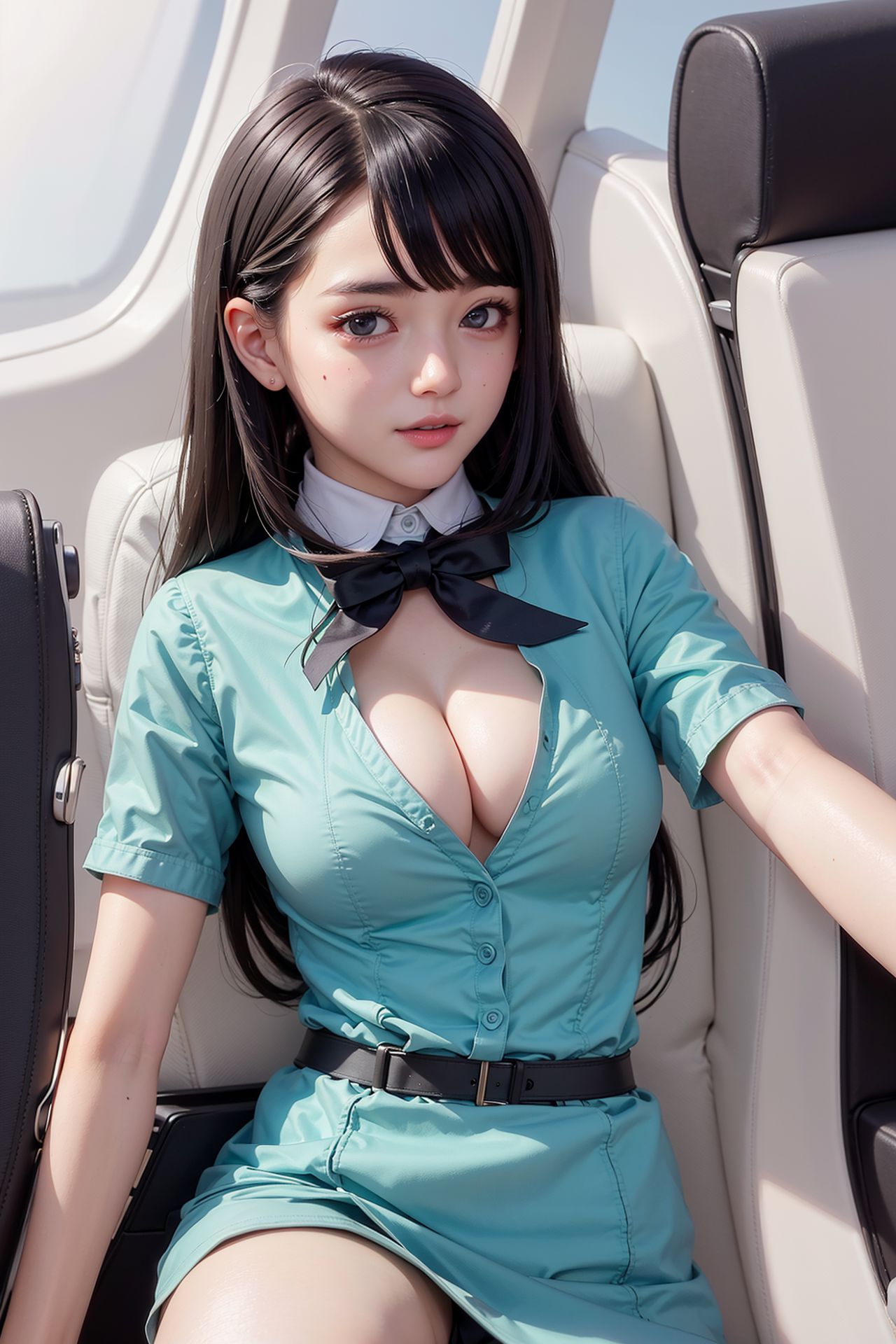 機場內的AI豐胸翹臀空姐美女