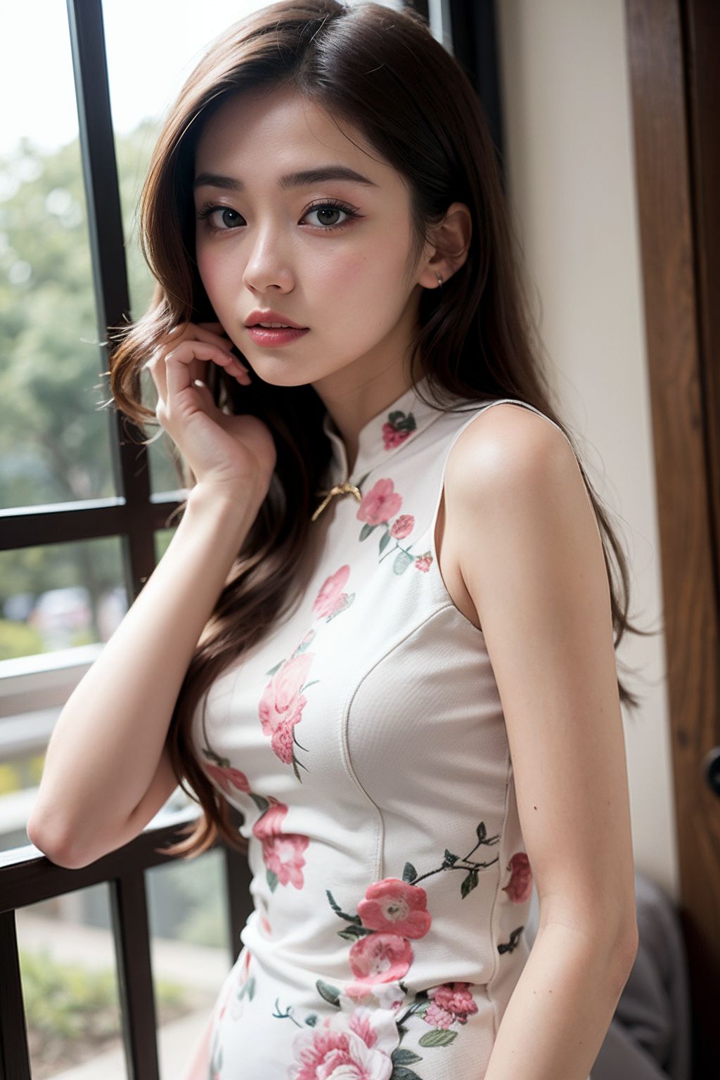 苗條少婦黑色旗袍裝攝影