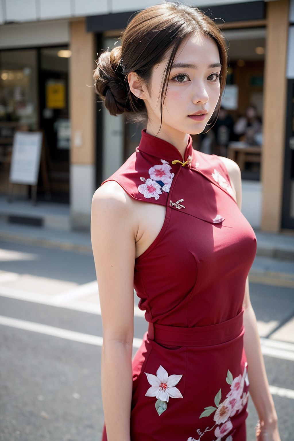 苗條少婦黑色旗袍裝攝影