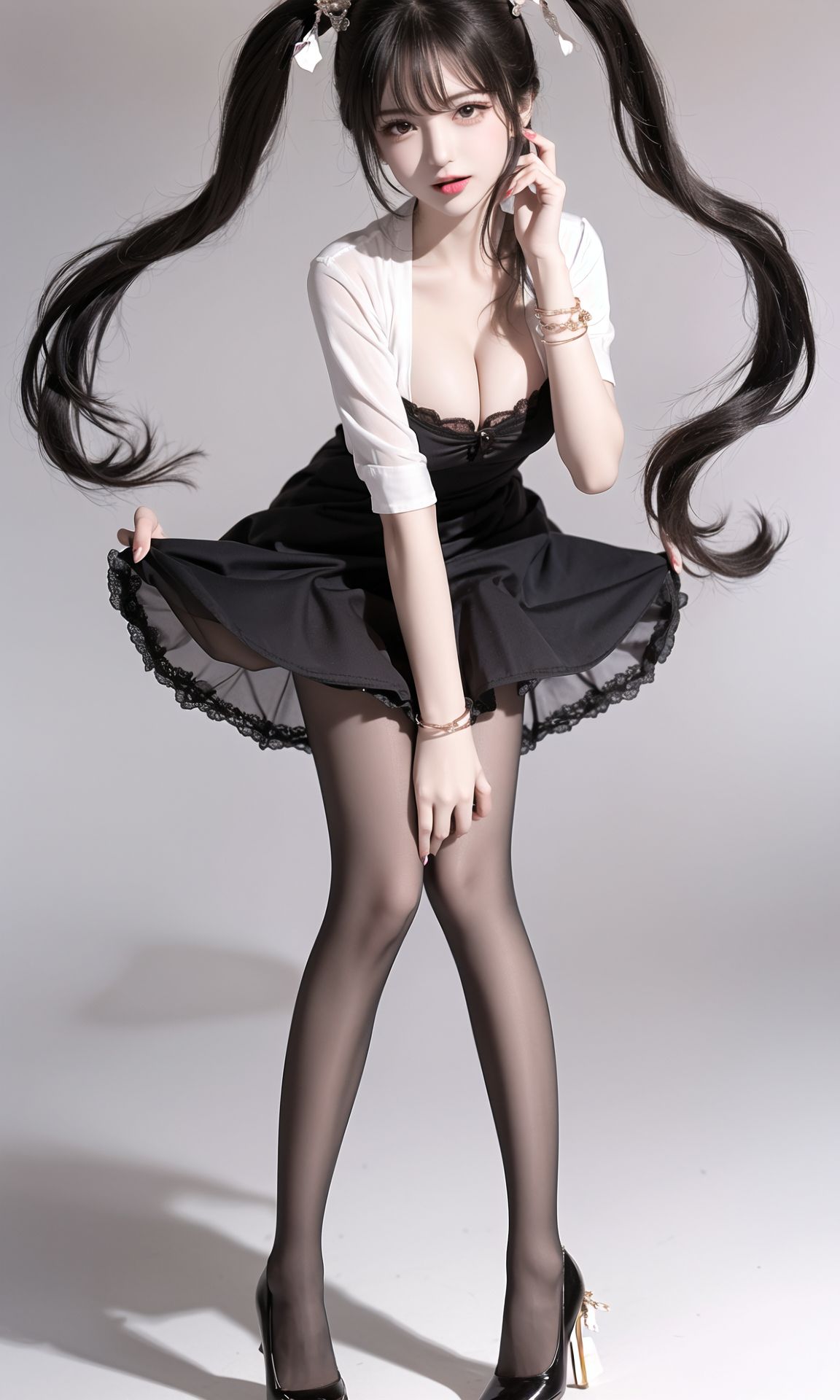 双马尾黑丝美腿少女