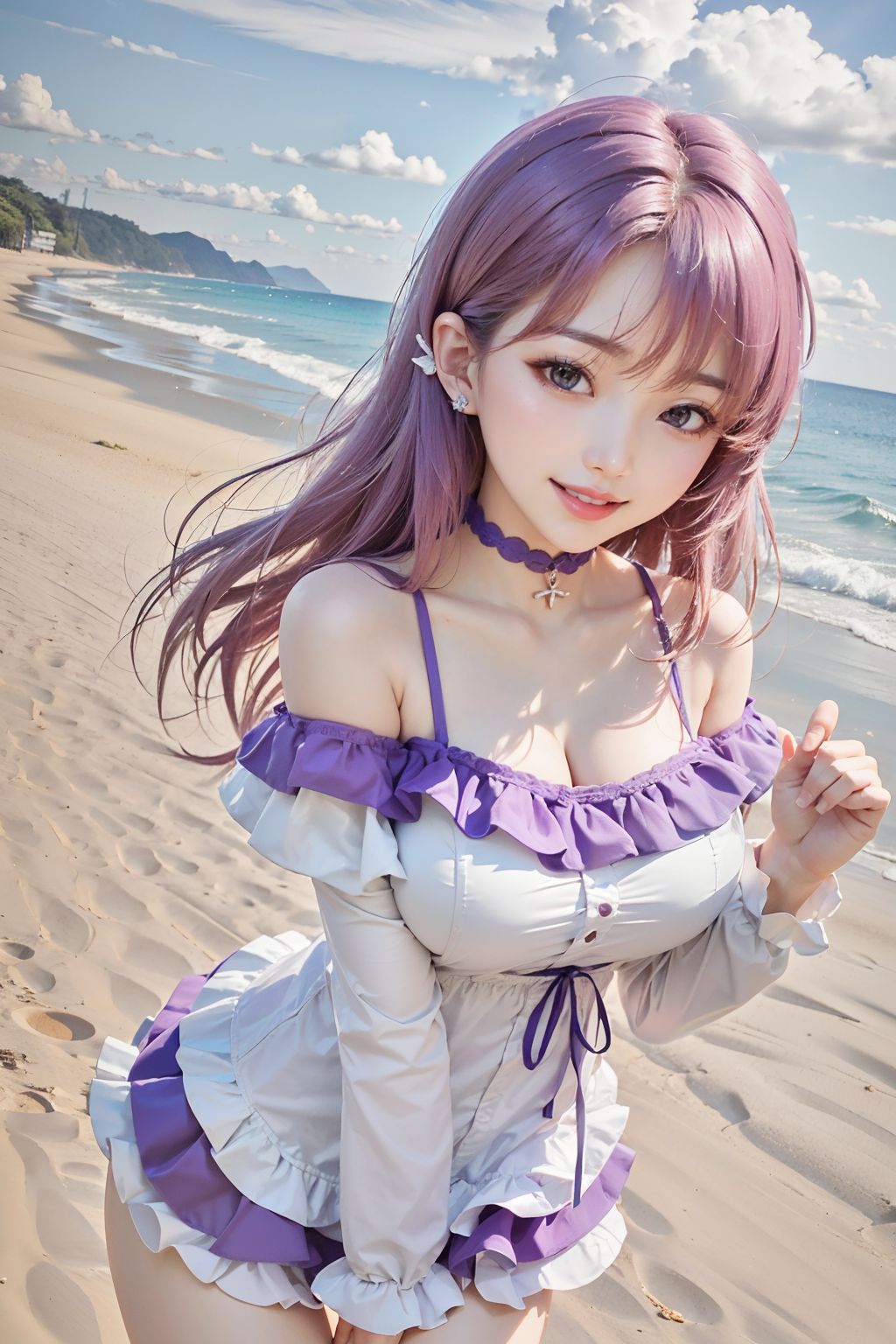 Sexy beach blonde girl in a cute bikini