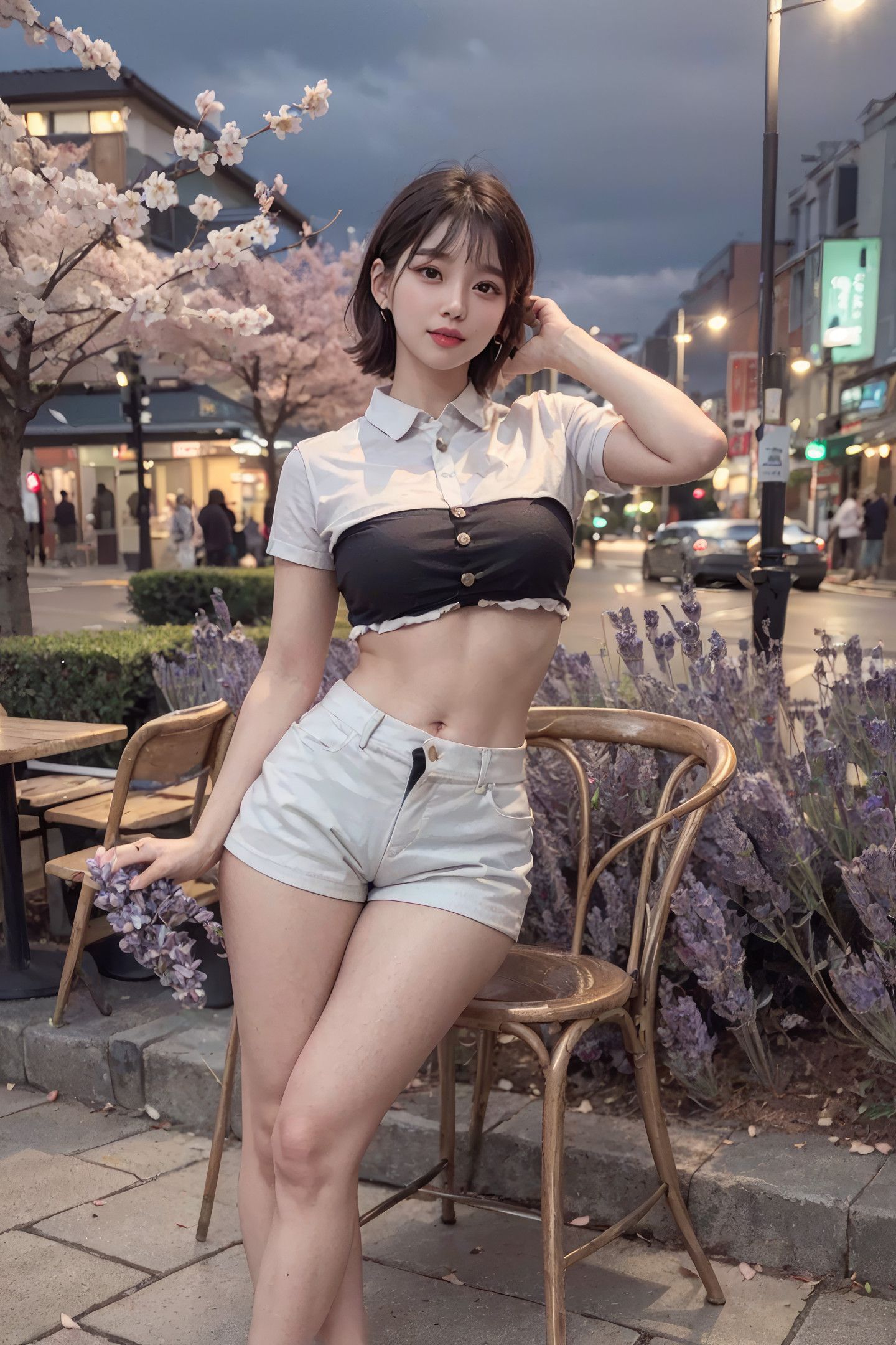 여유로운 일본식 벚꽃 소녀