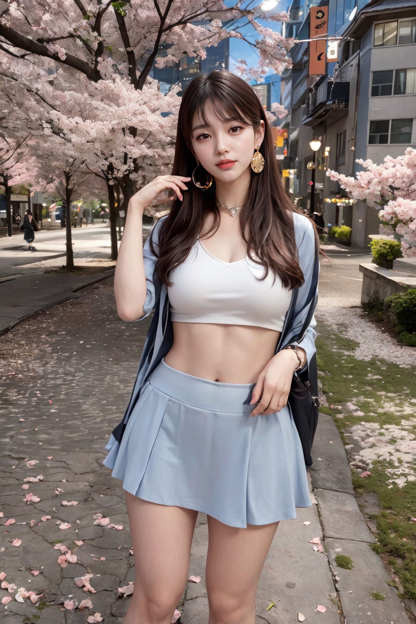 여유로운 일본식 벚꽃 소녀