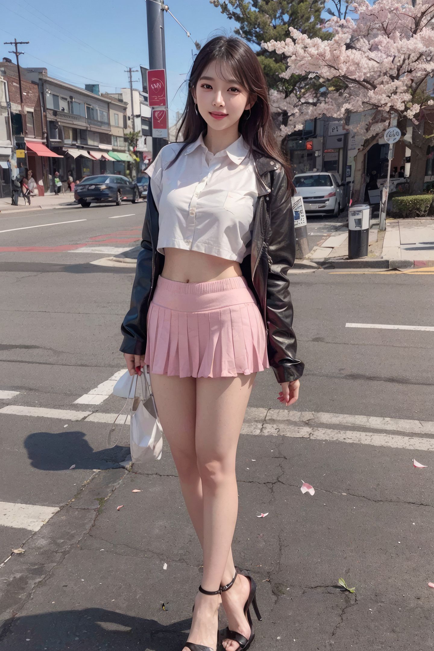 여유로운 일본식 벚꽃 소녀