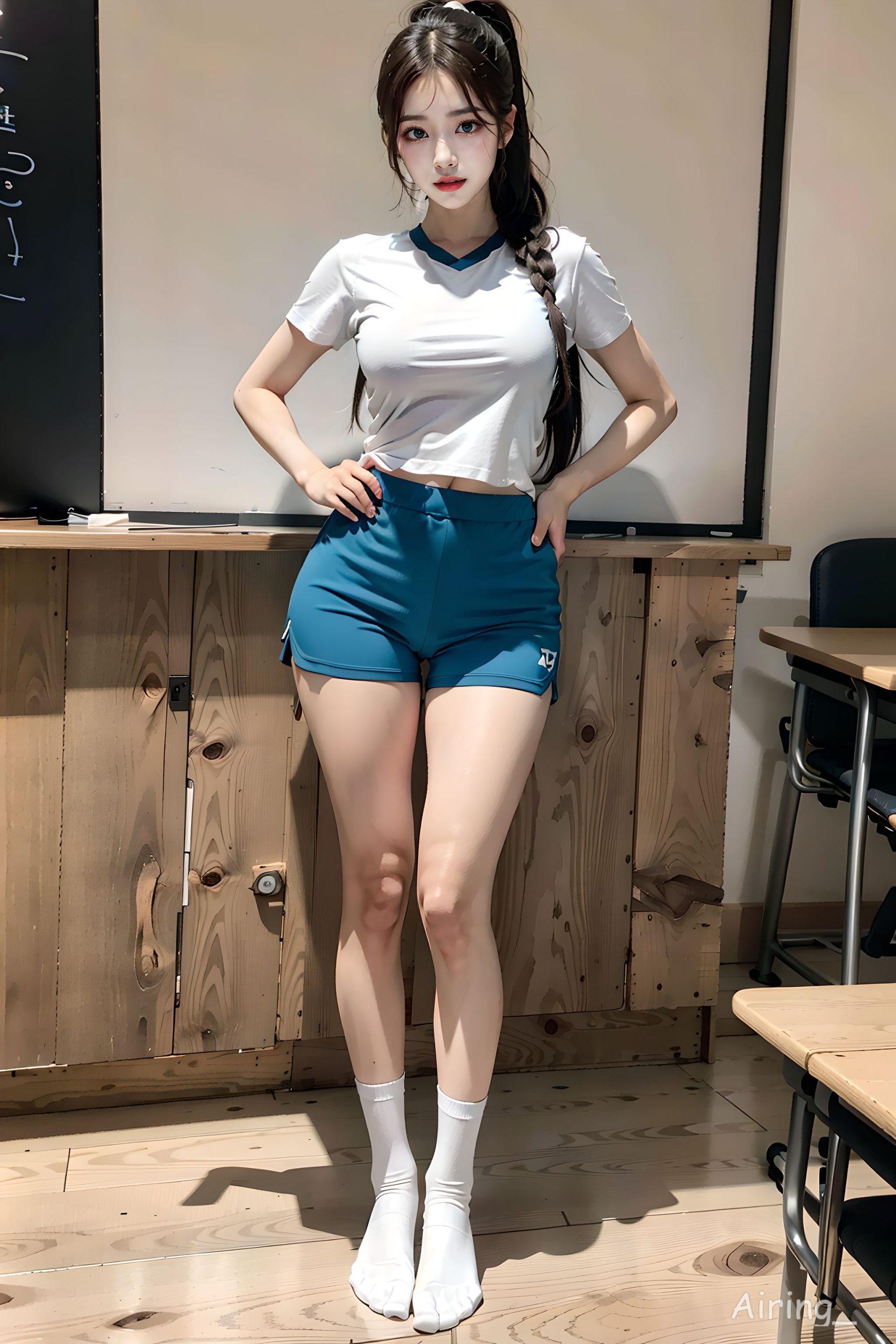 教室体操服单马尾嫩妹