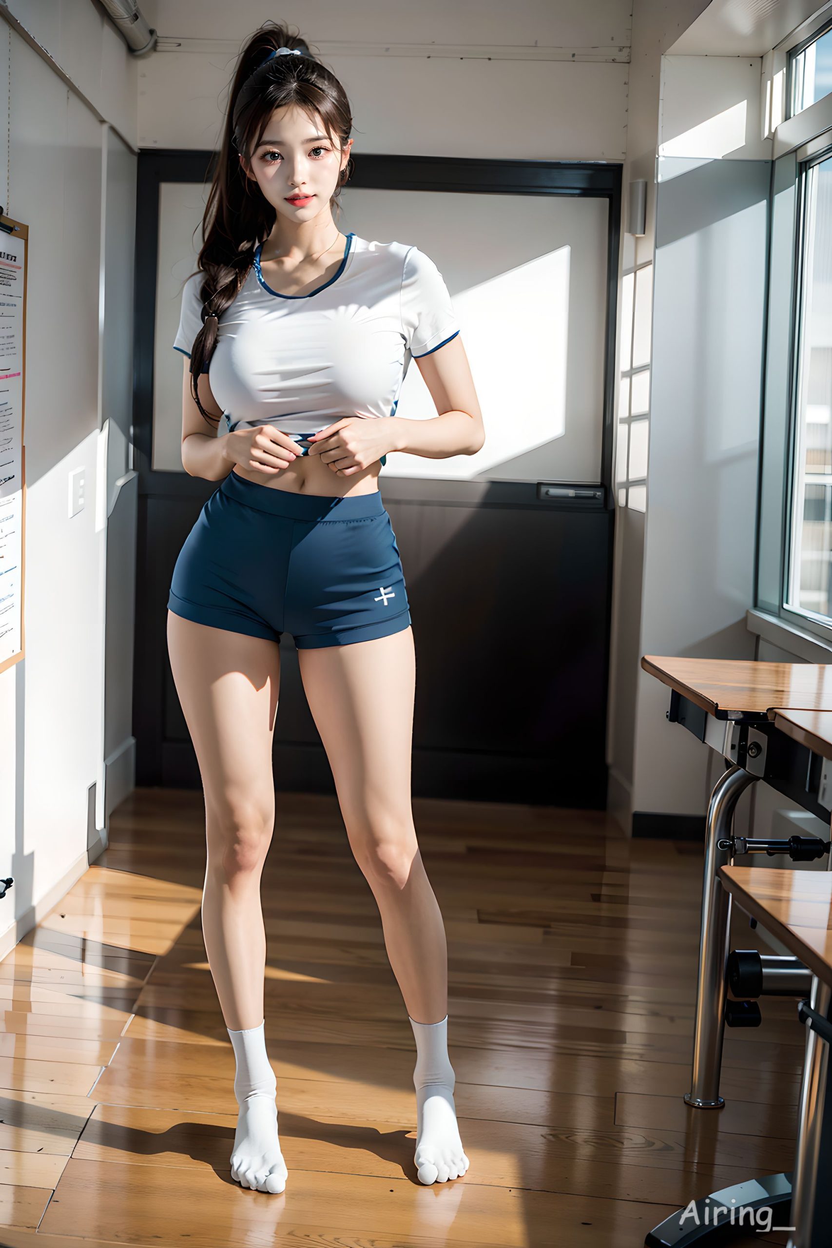 教室体操服单马尾嫩妹