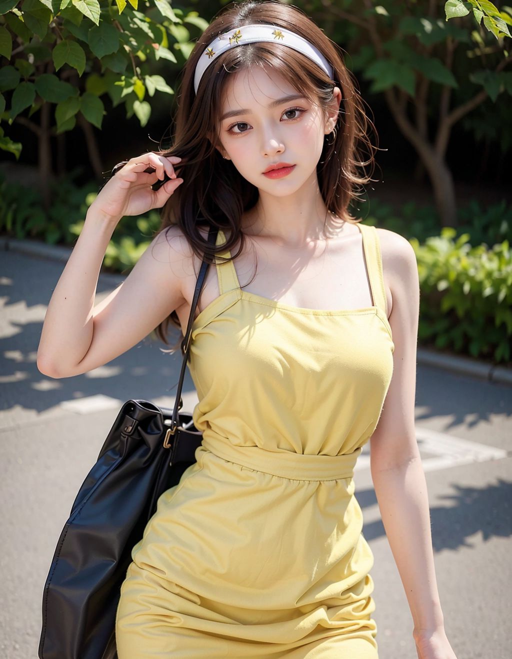 Short-haired denim hot pants beautiful girl
