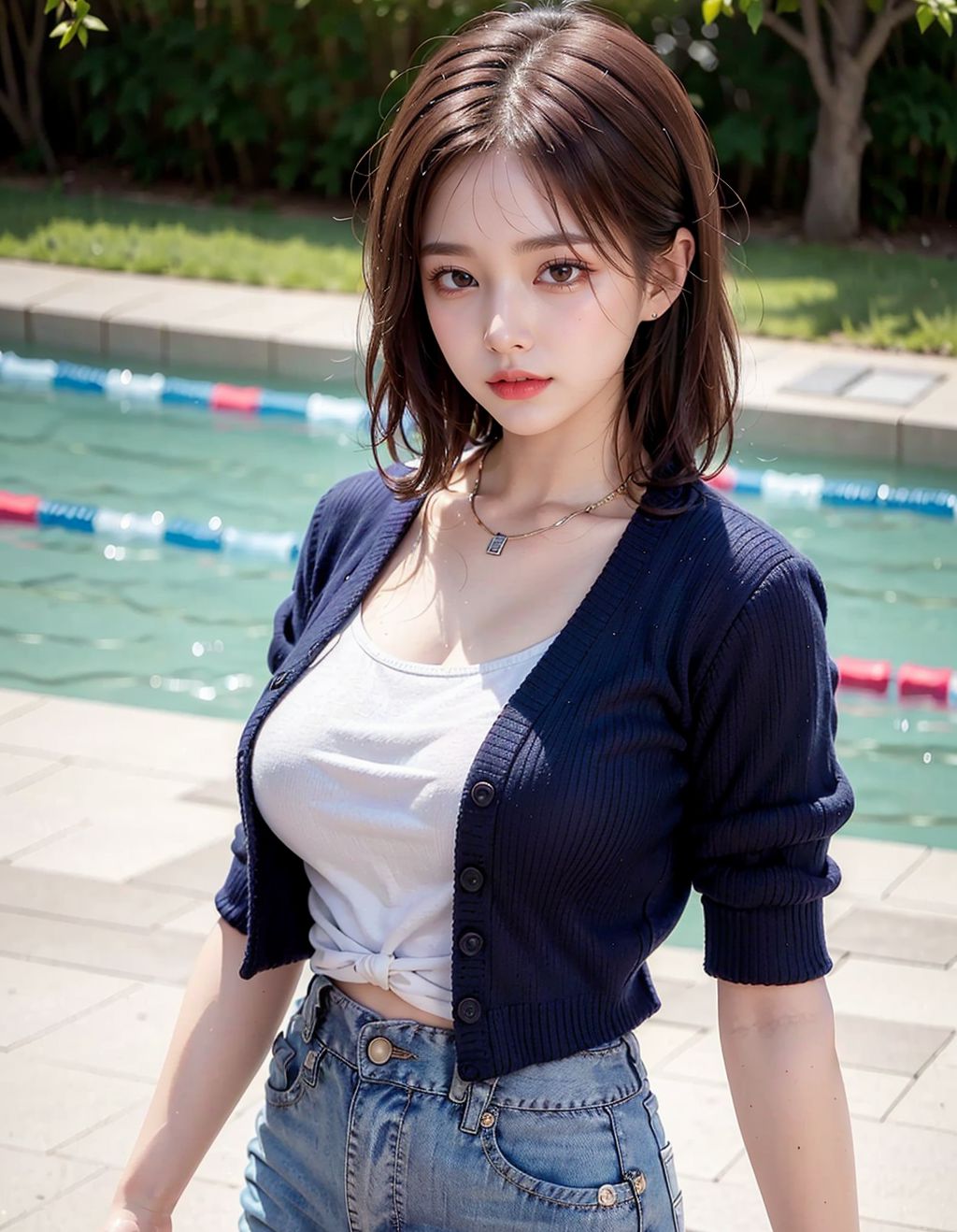 단발 데님 핫팬츠 미소녀
