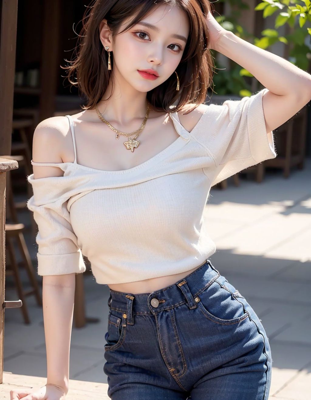 단발 데님 핫팬츠 미소녀