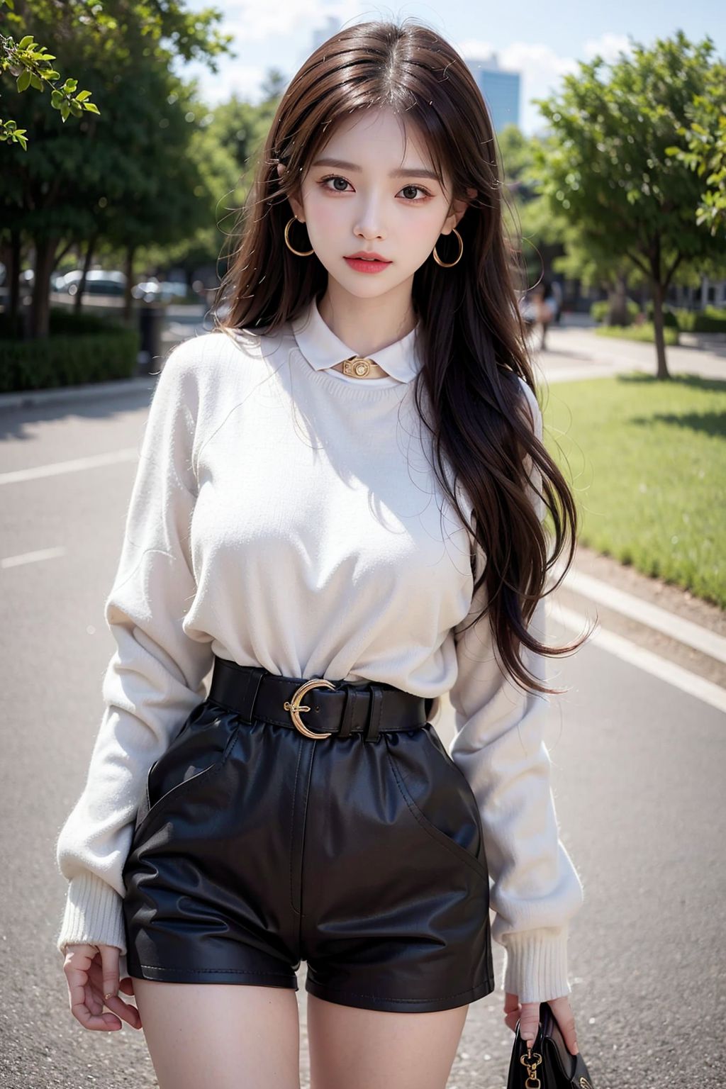 단발 데님 핫팬츠 미소녀