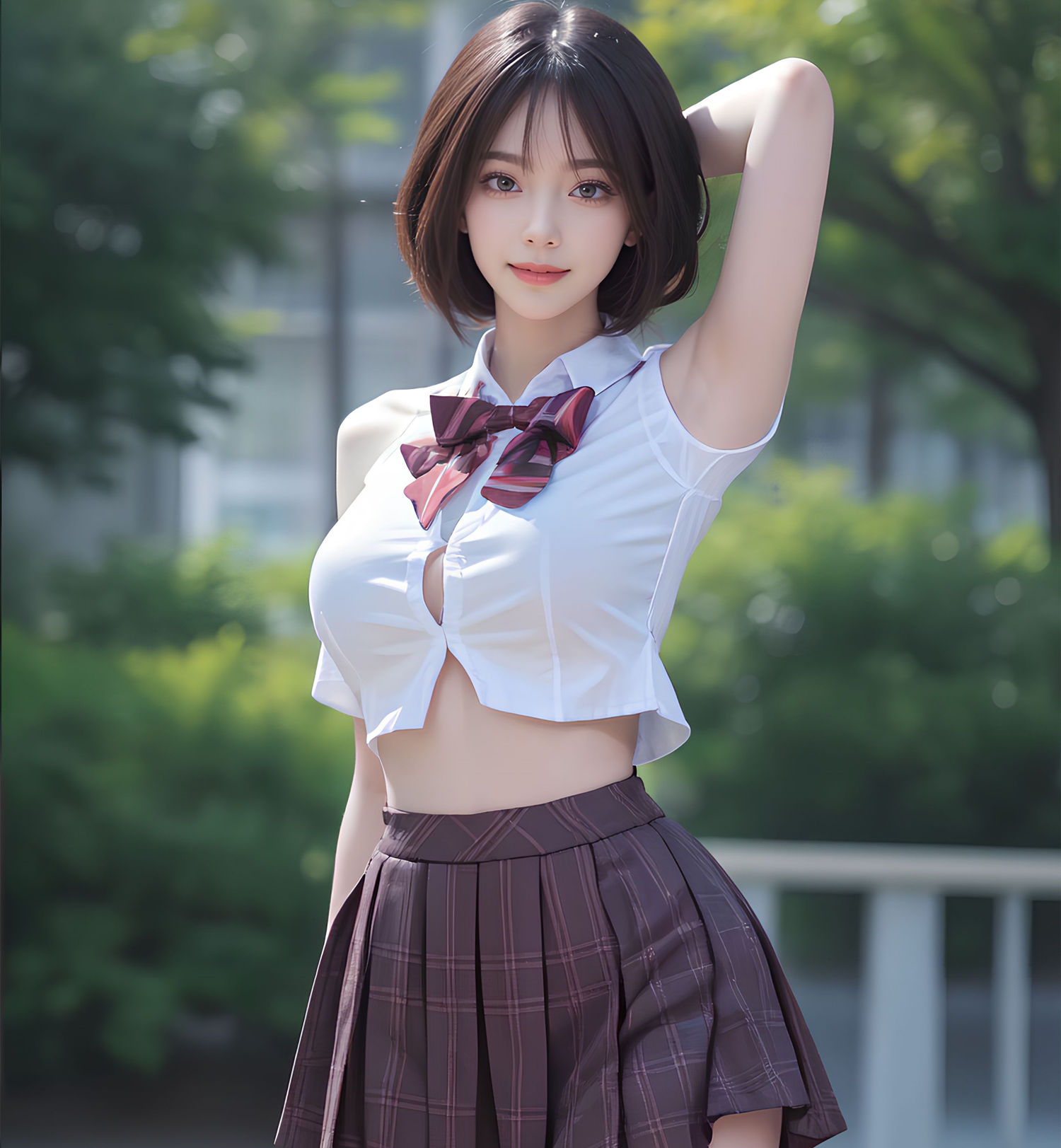 短髪のJK女子高生