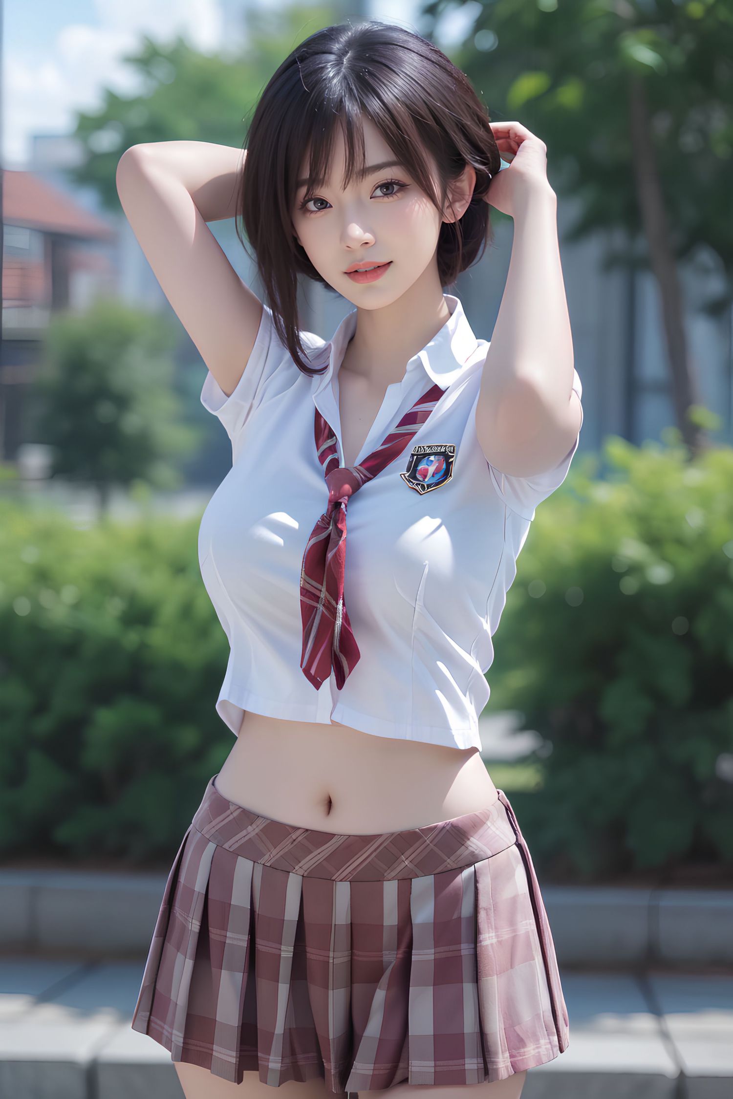 Short haired JK women's high school students