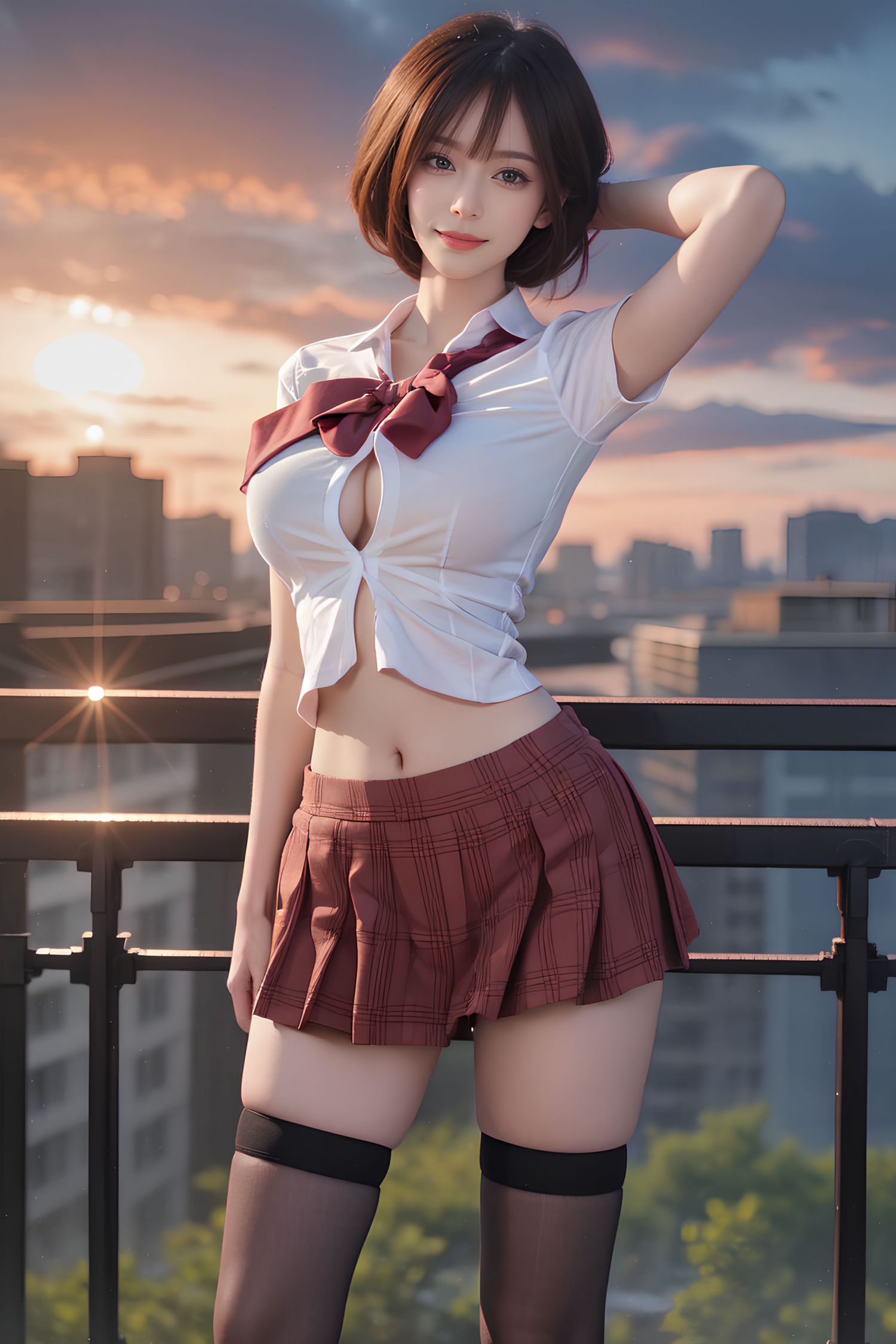 Short haired JK women's high school students
