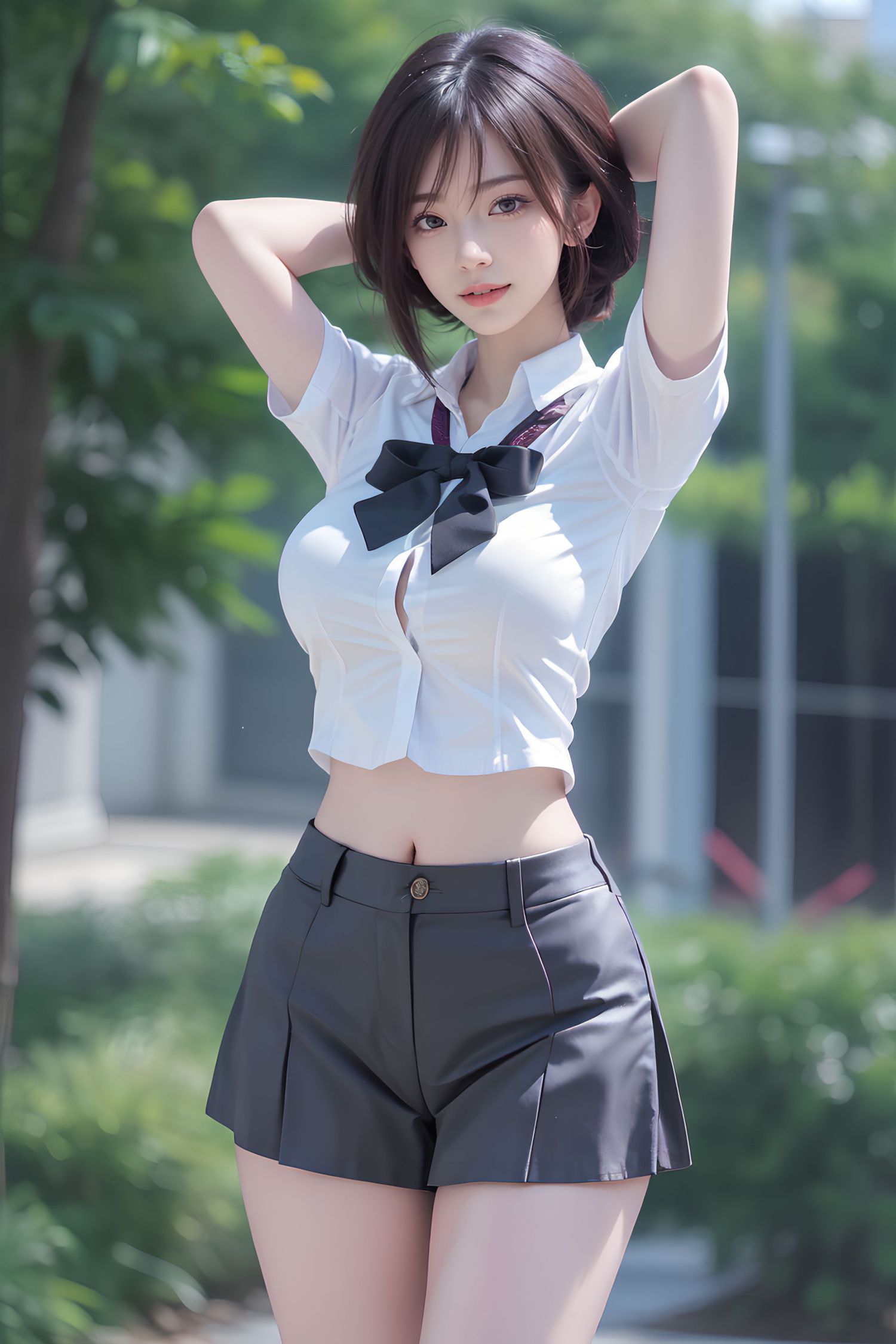 Short haired JK women's high school students
