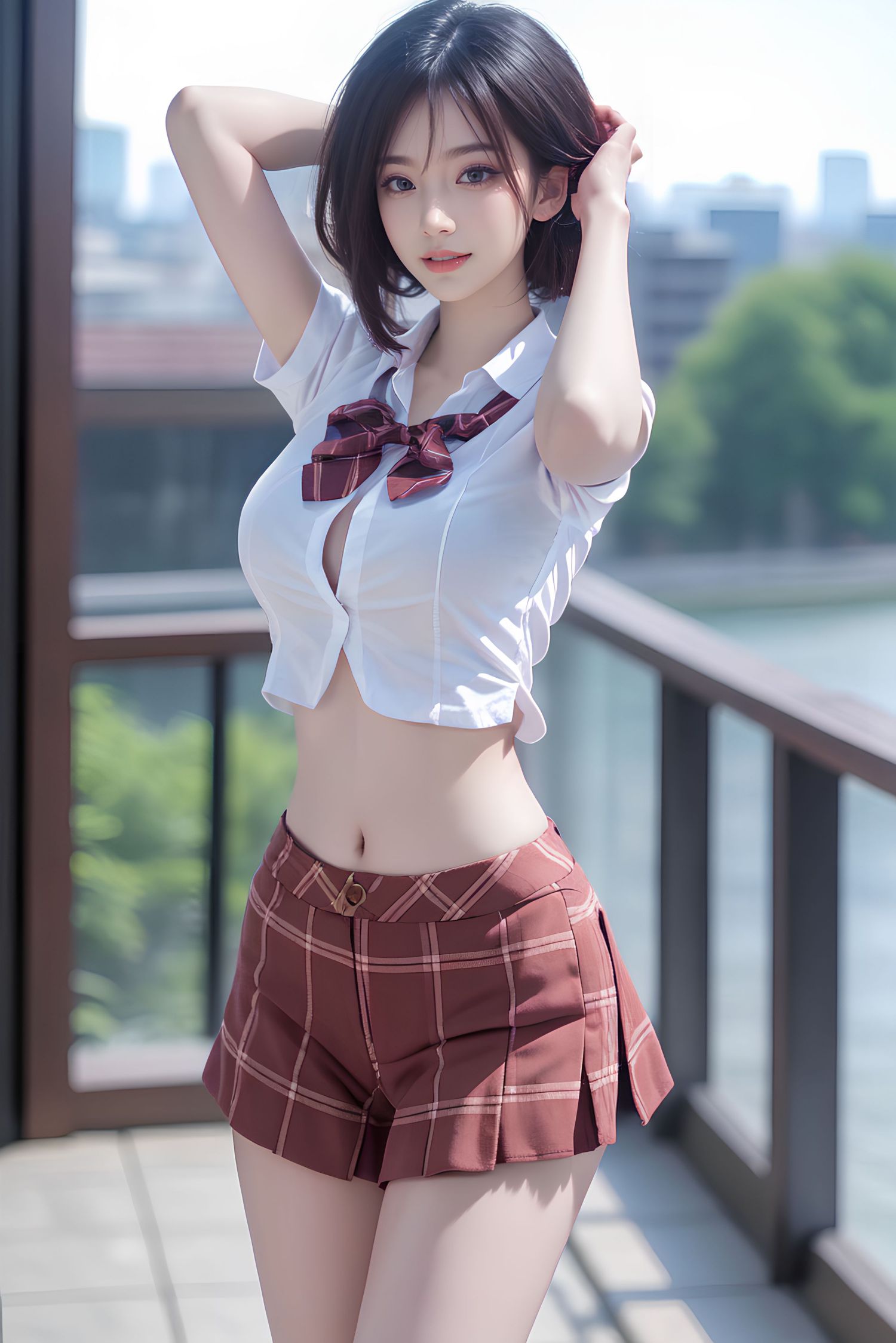Short haired JK women's high school students
