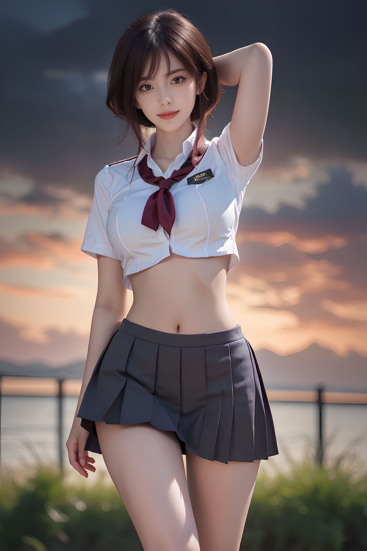 短髪のJK女子高生