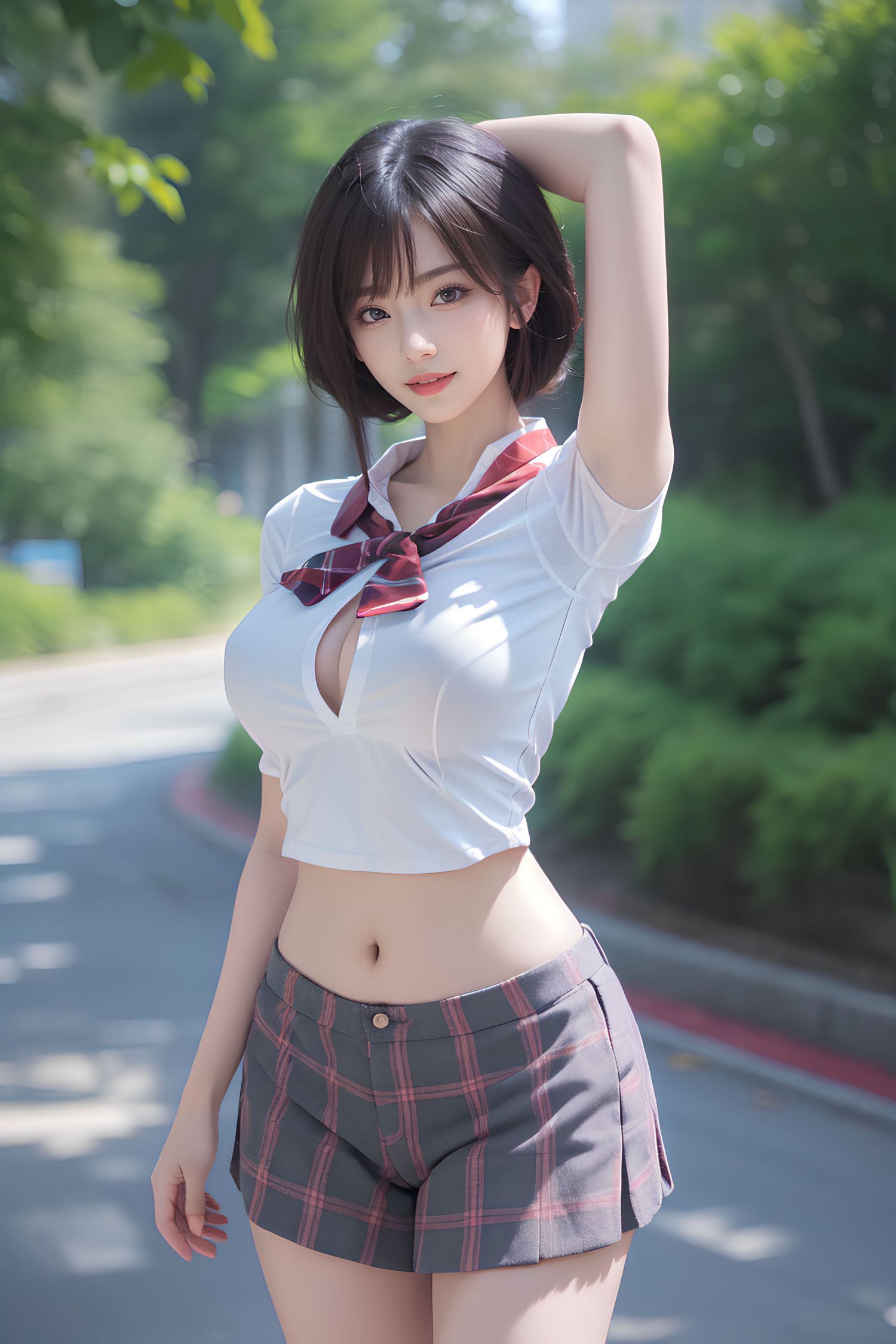 短髪のJK女子高生