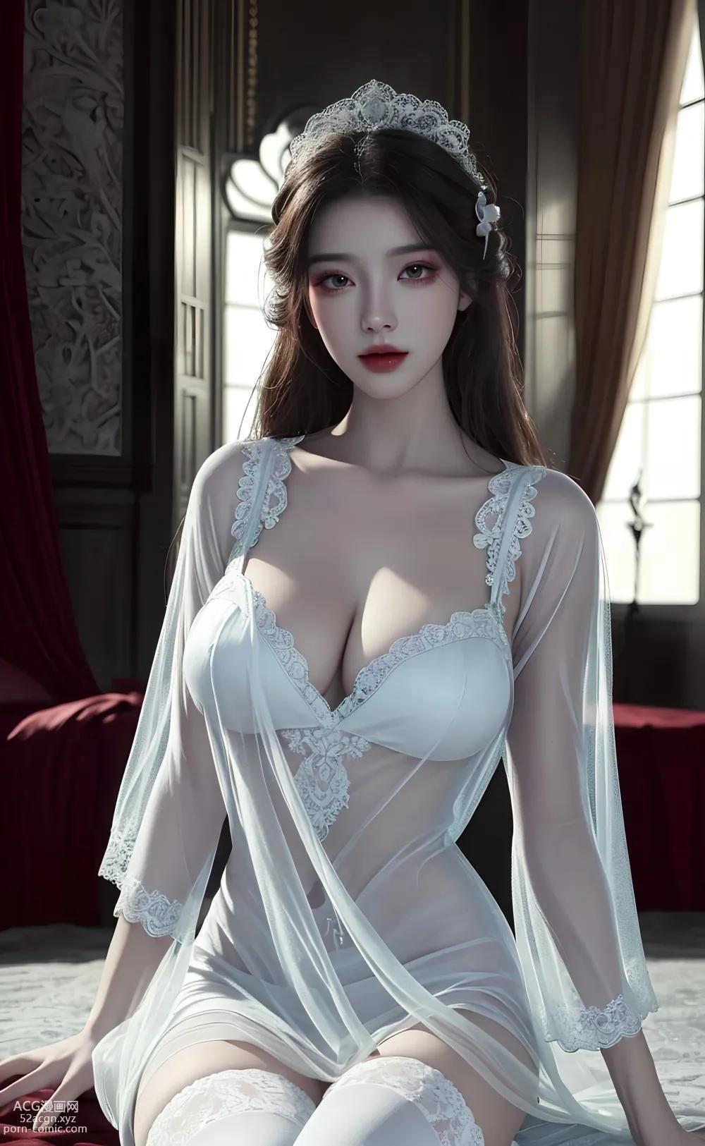 [ Anime Girl ] [唯美] 白色情趣蕾丝薄纱 – Ai绘画高质量古风图集
