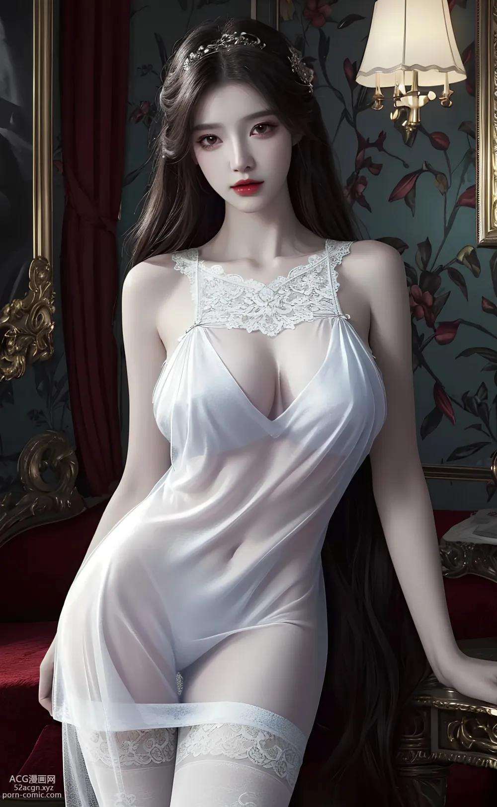 [ Anime Girl ] [唯美] 白色情趣蕾丝薄纱 – Ai绘画高质量古风图集