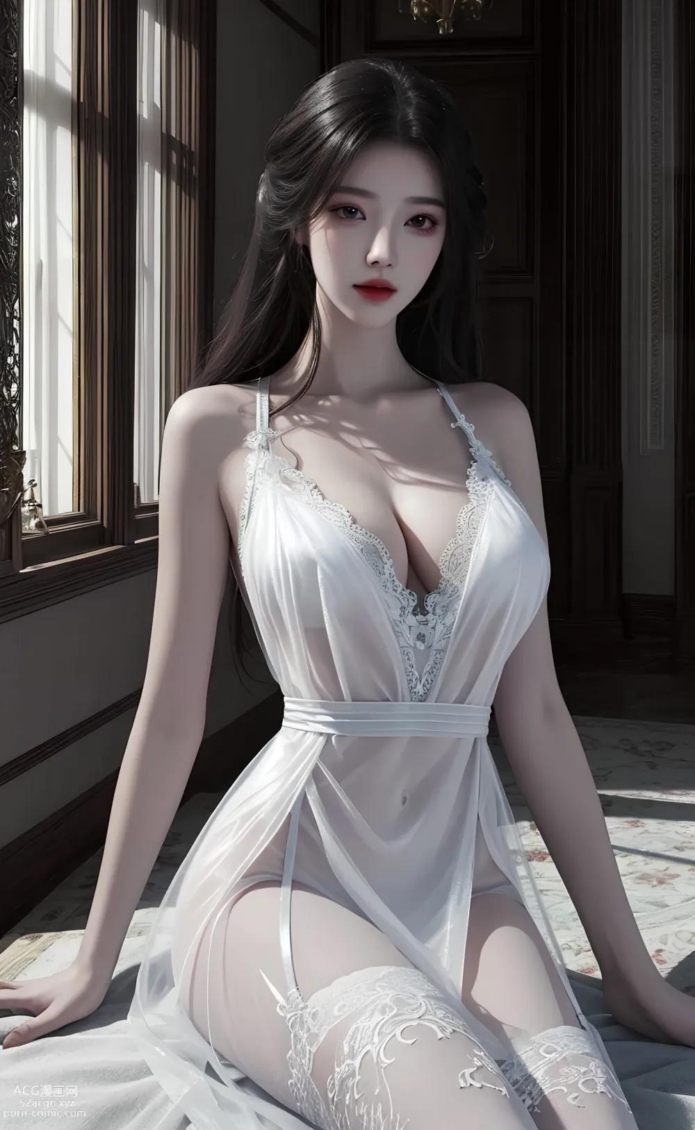 [ Anime Girl ] [唯美] 白色情趣蕾丝薄纱 – Ai绘画高质量古风图集