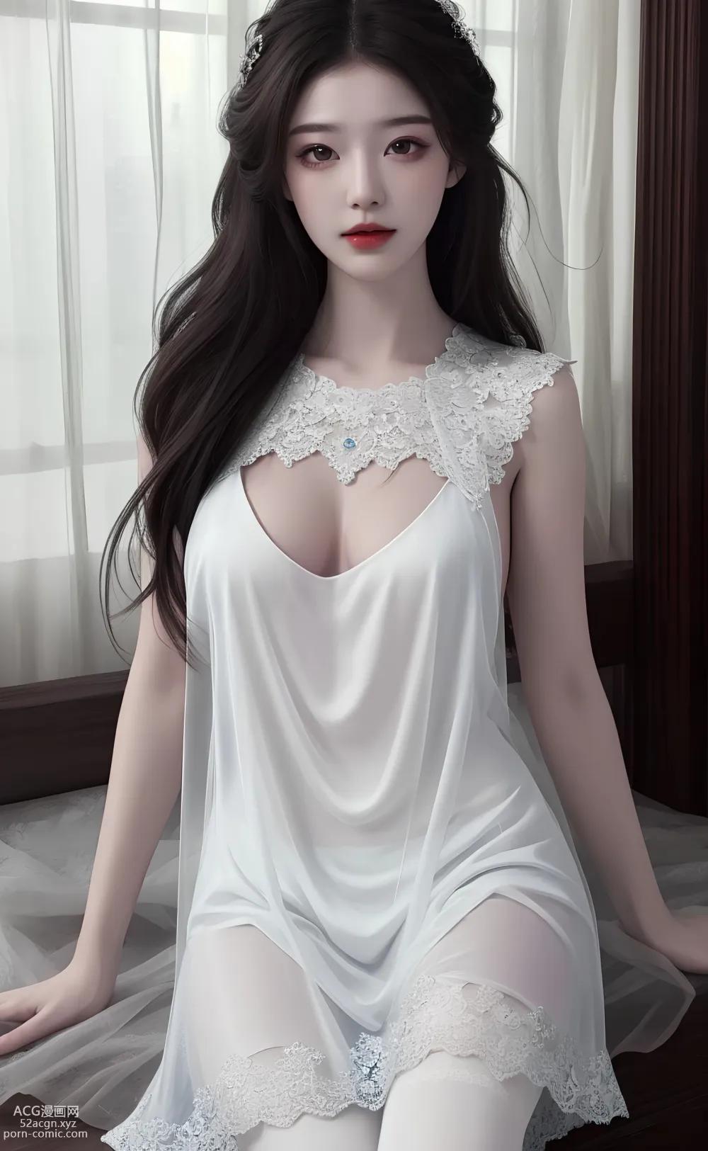 [ Anime Girl ] [唯美] 白色情趣蕾丝薄纱 – Ai绘画高质量古风图集