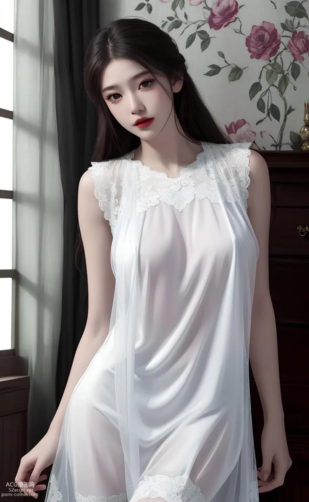 [ Anime Girl ] [唯美] 白色情趣蕾丝薄纱 – Ai绘画高质量古风图集