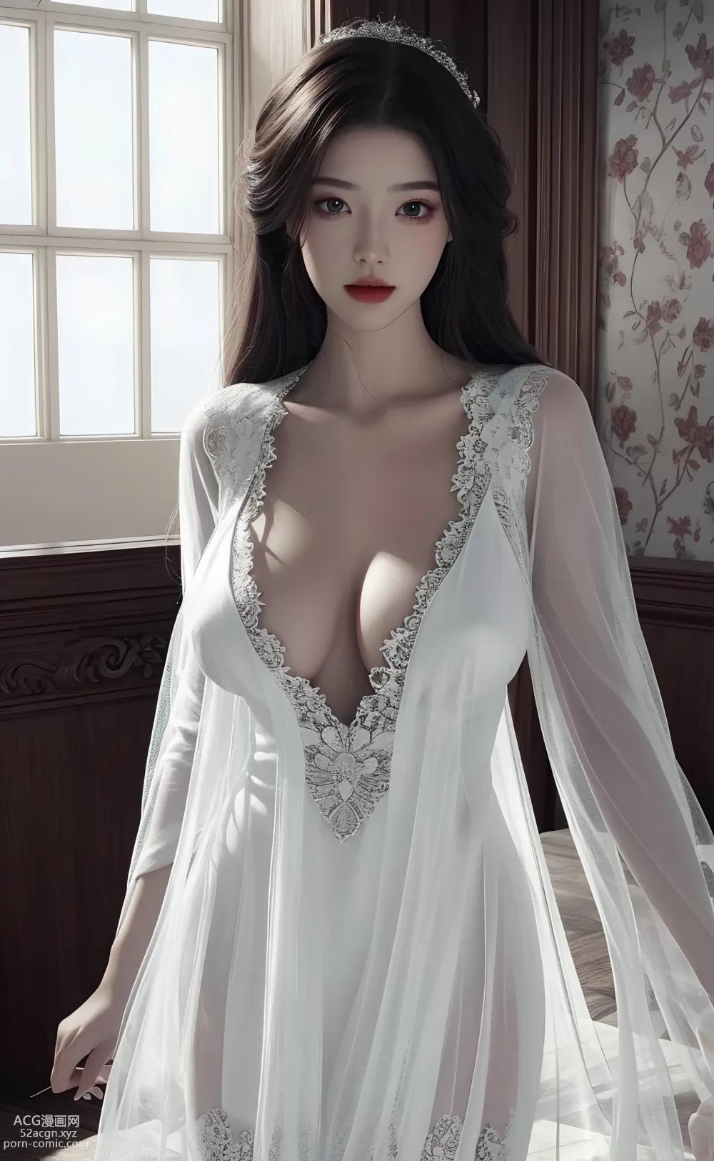 [ Anime Girl ] [唯美] 白色情趣蕾丝薄纱 – Ai绘画高质量古风图集