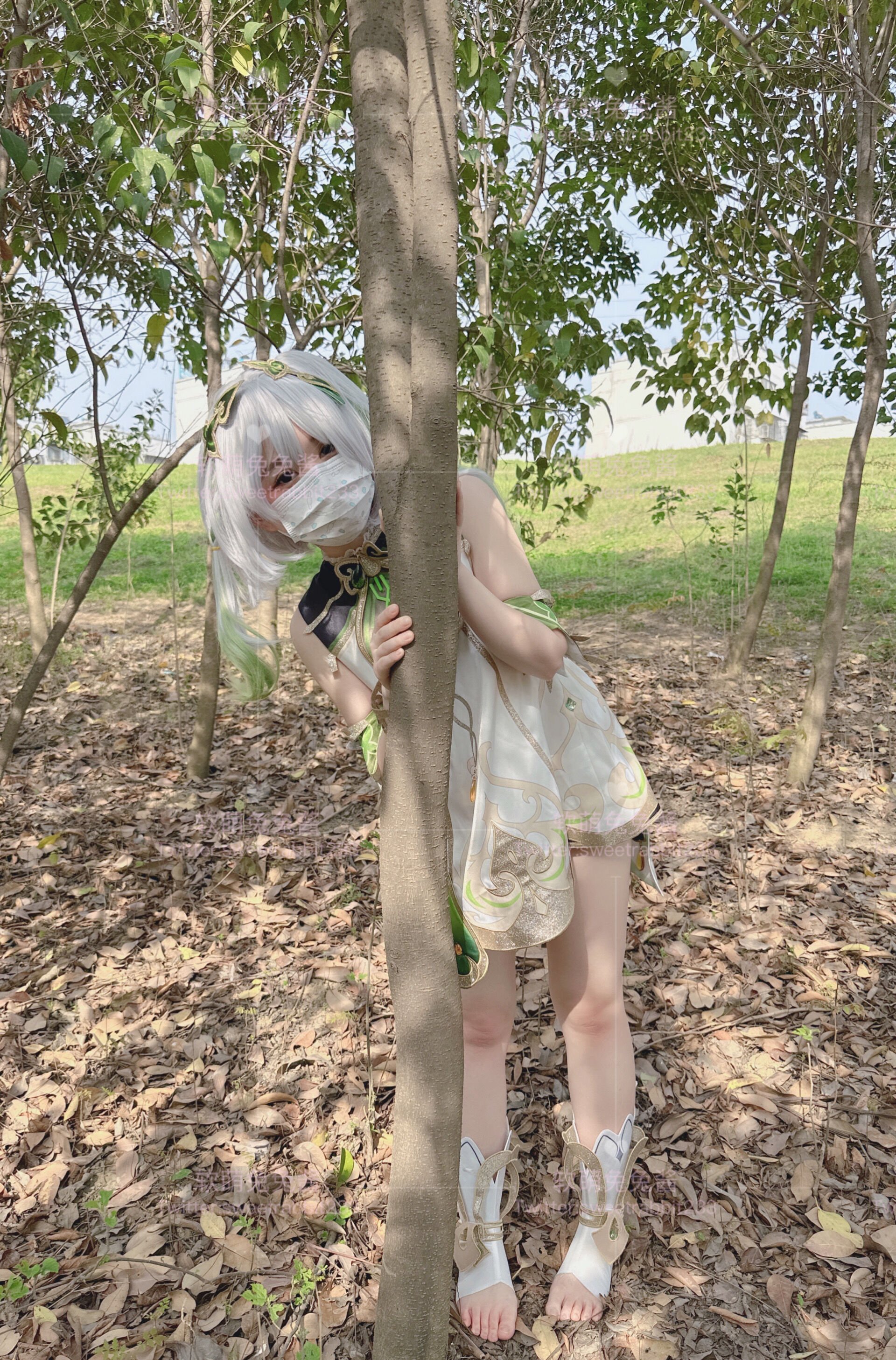 Soft Cute Bunny Nahida Cosplay Set with GIF
