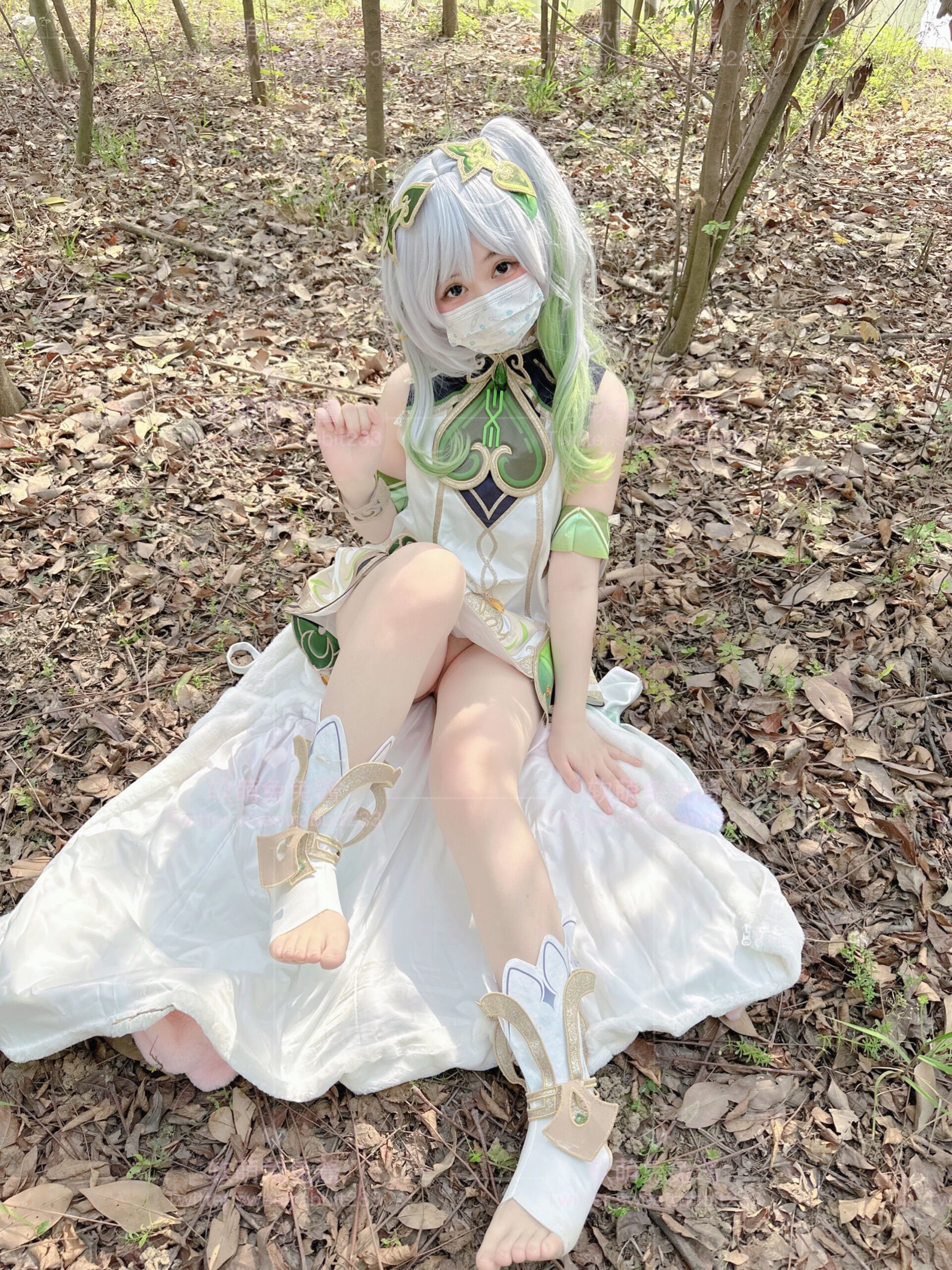 Soft Cute Bunny Nahida Cosplay Set with GIF