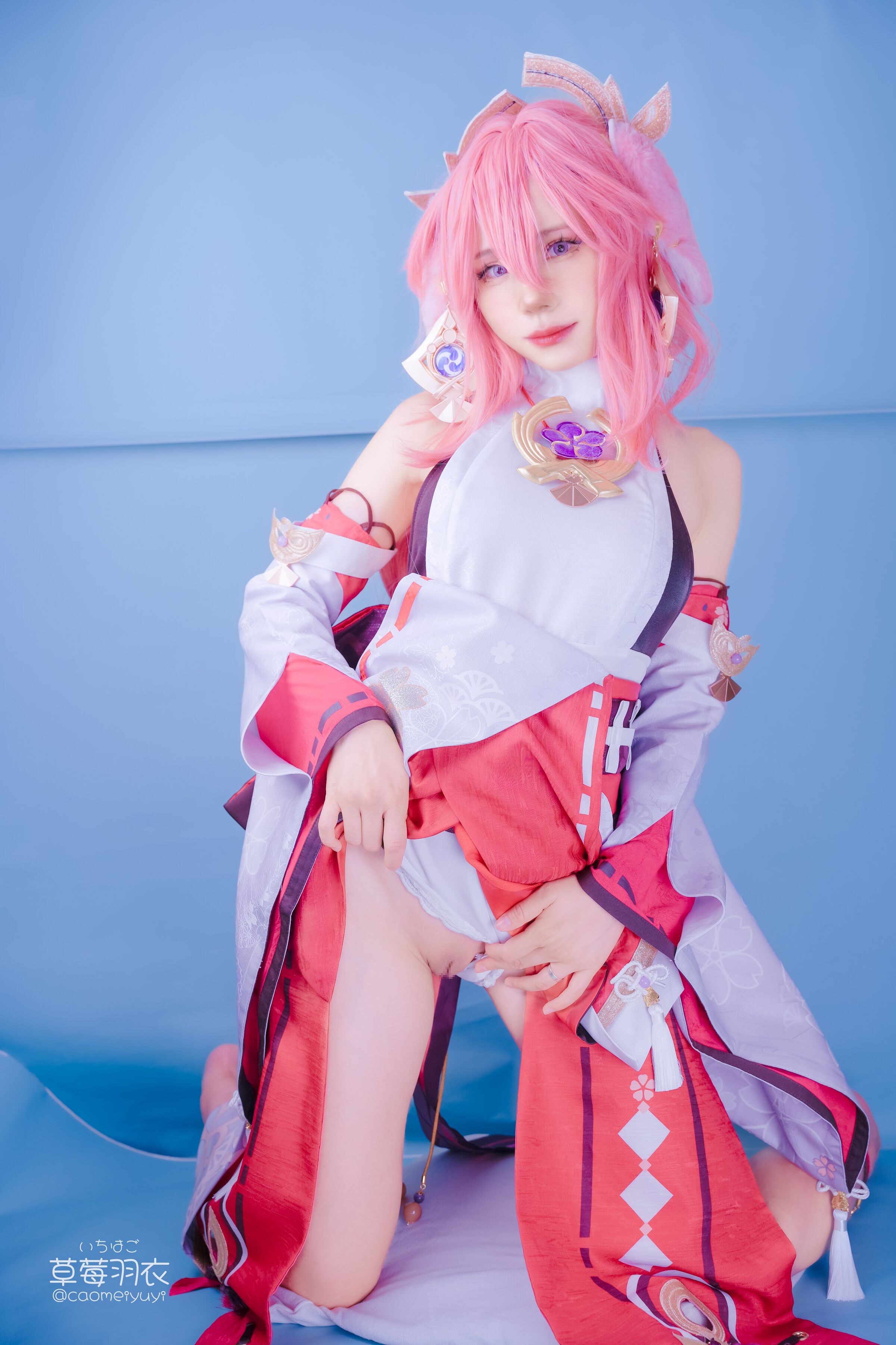 Strawberry Feather Robe] Fox-Colored Spinning Top Recitation Banquet