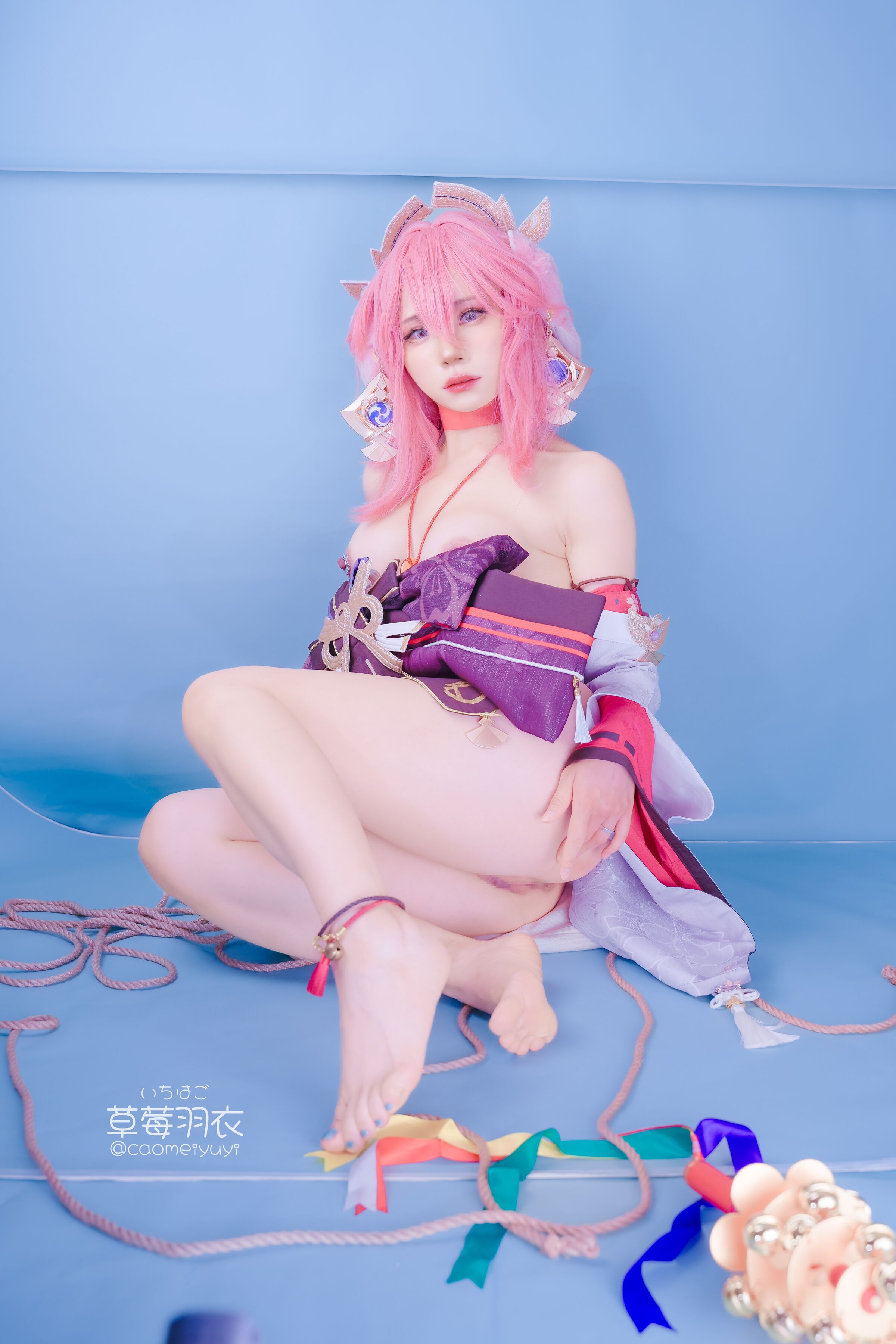 Strawberry Feather Robe] Fox-Colored Spinning Top Recitation Banquet