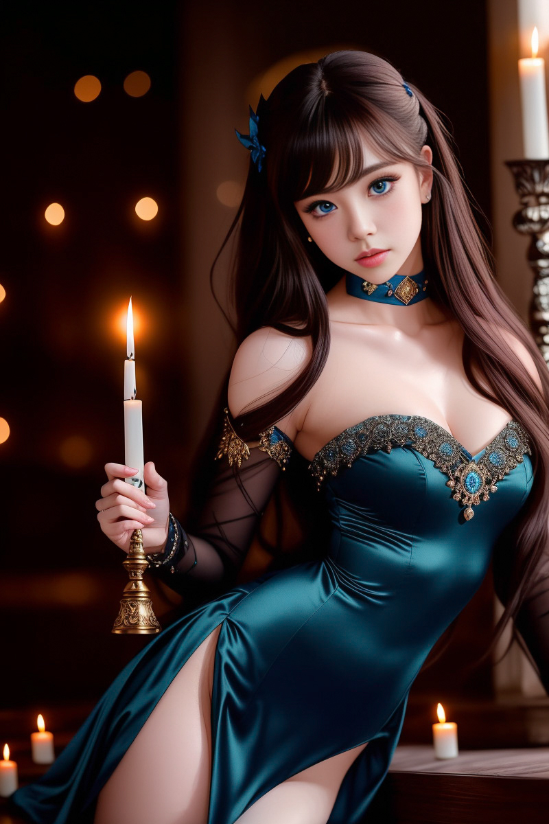 아름다운 파란 눈의 아시아 소녀