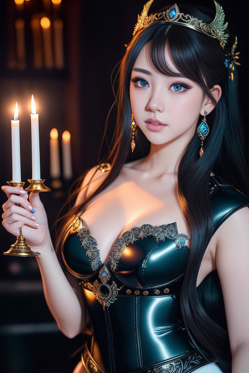 아름다운 파란 눈의 아시아 소녀