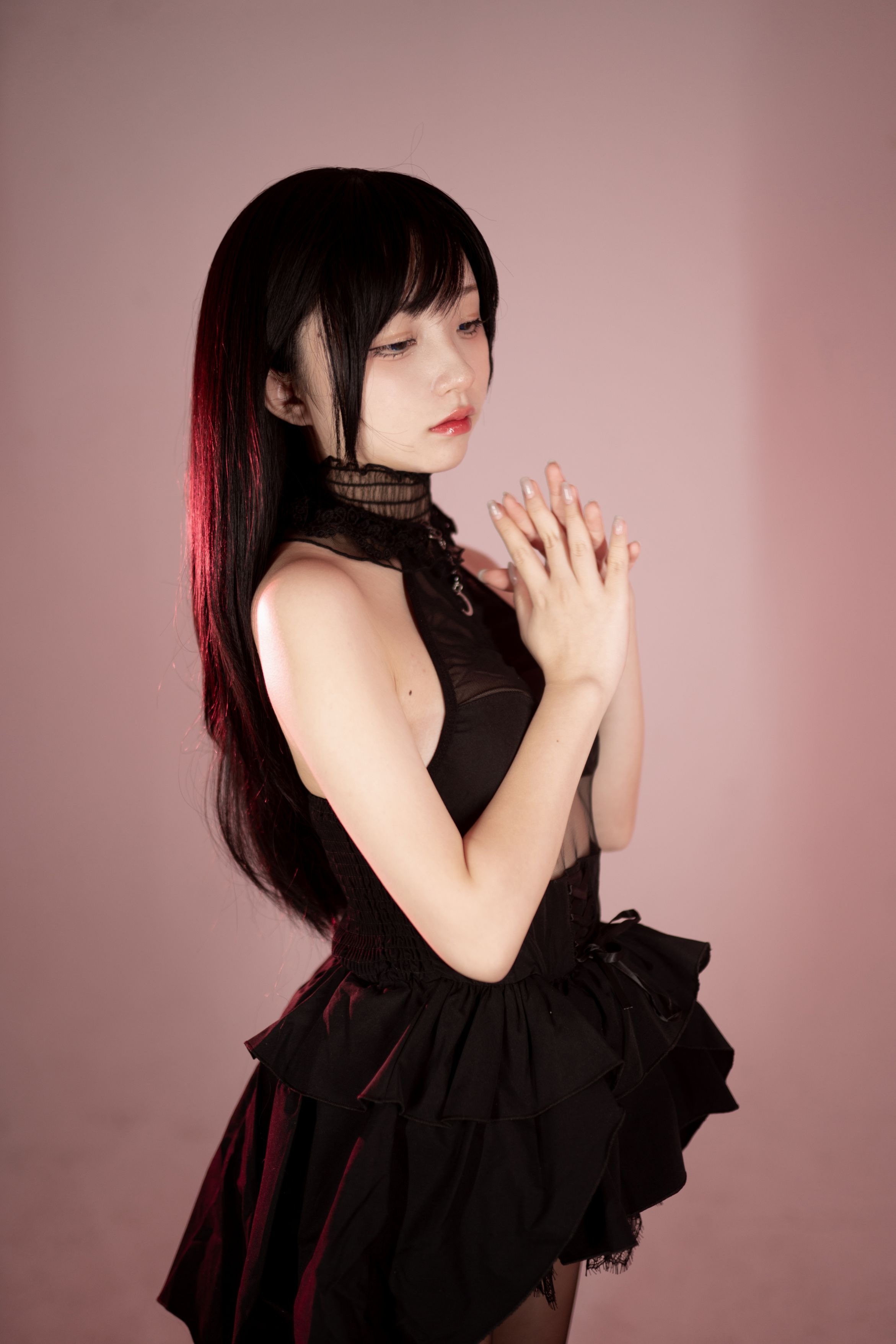 Hua Ling Black Silk Swallowtail Evening Dress 85P