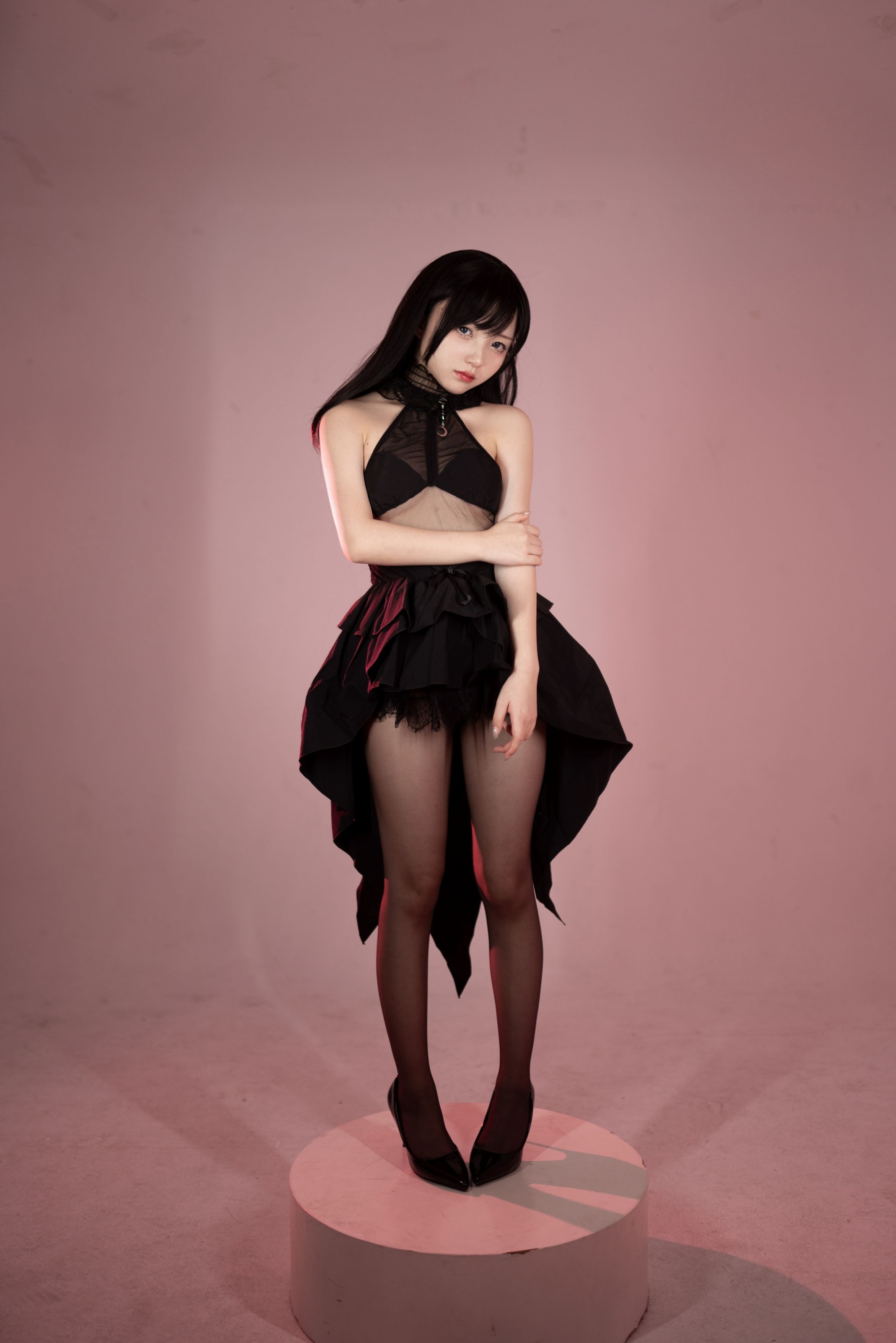 Hua Ling Black Silk Swallowtail Evening Dress 85P