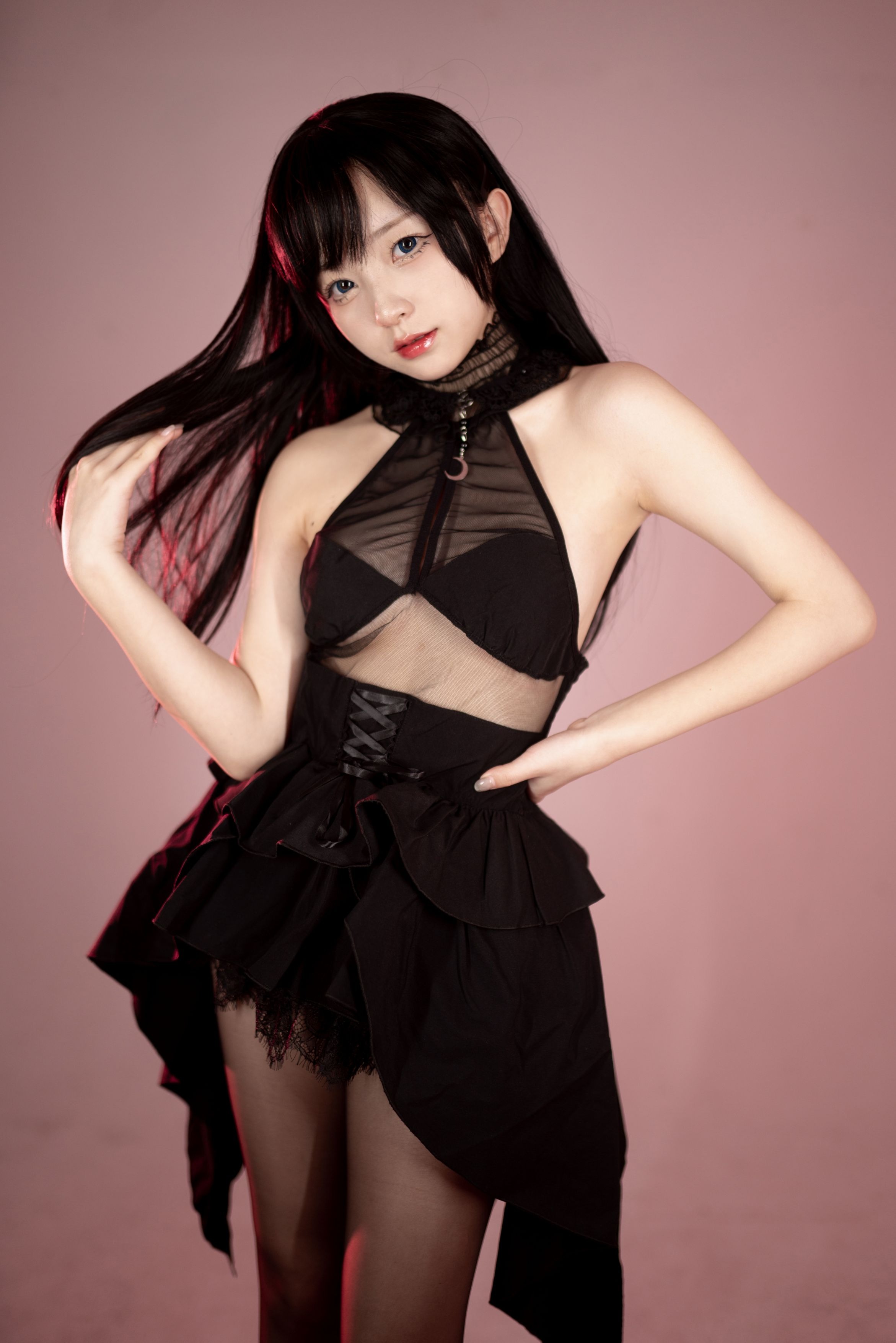 Hua Ling Black Silk Swallowtail Evening Dress 85P