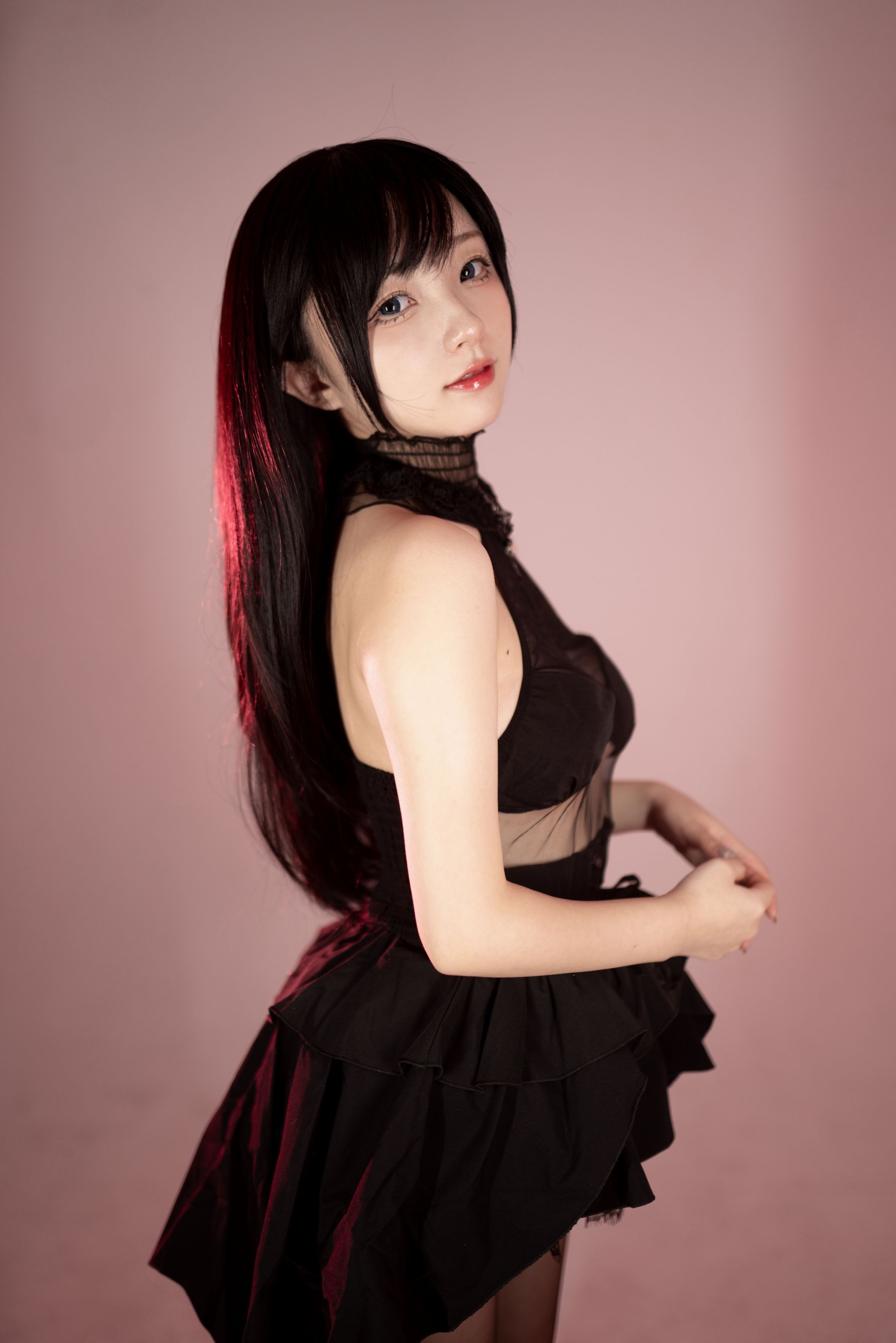 Hua Ling Black Silk Swallowtail Evening Dress 85P