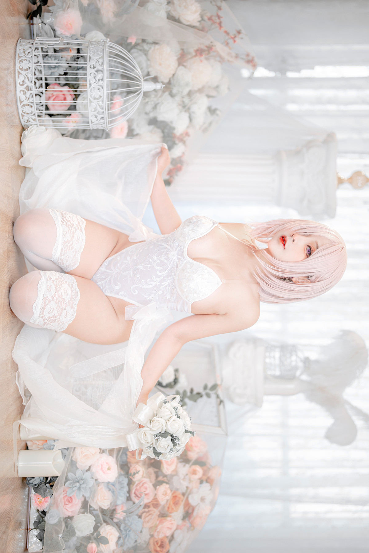 Cosplay SayoMomo小桃 瑪修 白色內衣 身體 Oi